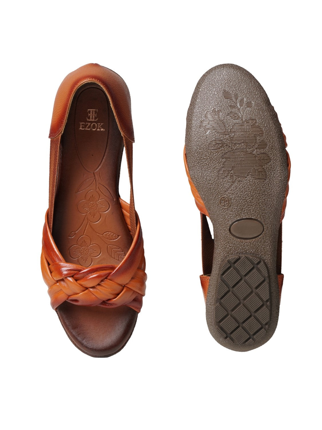 Ezok Women's Casual Genuine Leather Sandals | Stylish Open-Toe Design with Cushioned Insole | Comfortable & Trendy for Everyday Wear