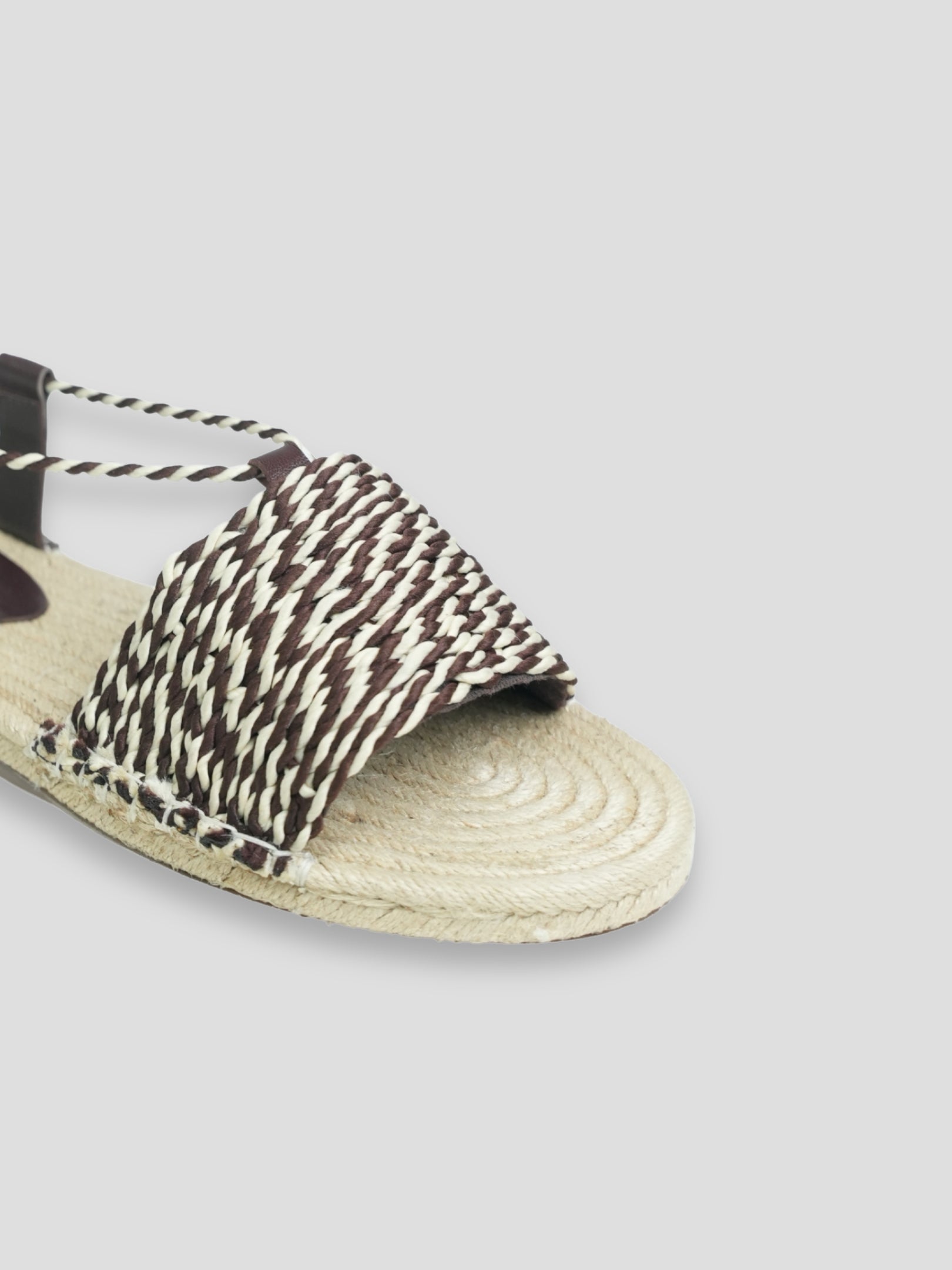 Ezok Women Chocolate Woven Sandals | Stylish Dori Wrap Flats for Casual & Party Wear