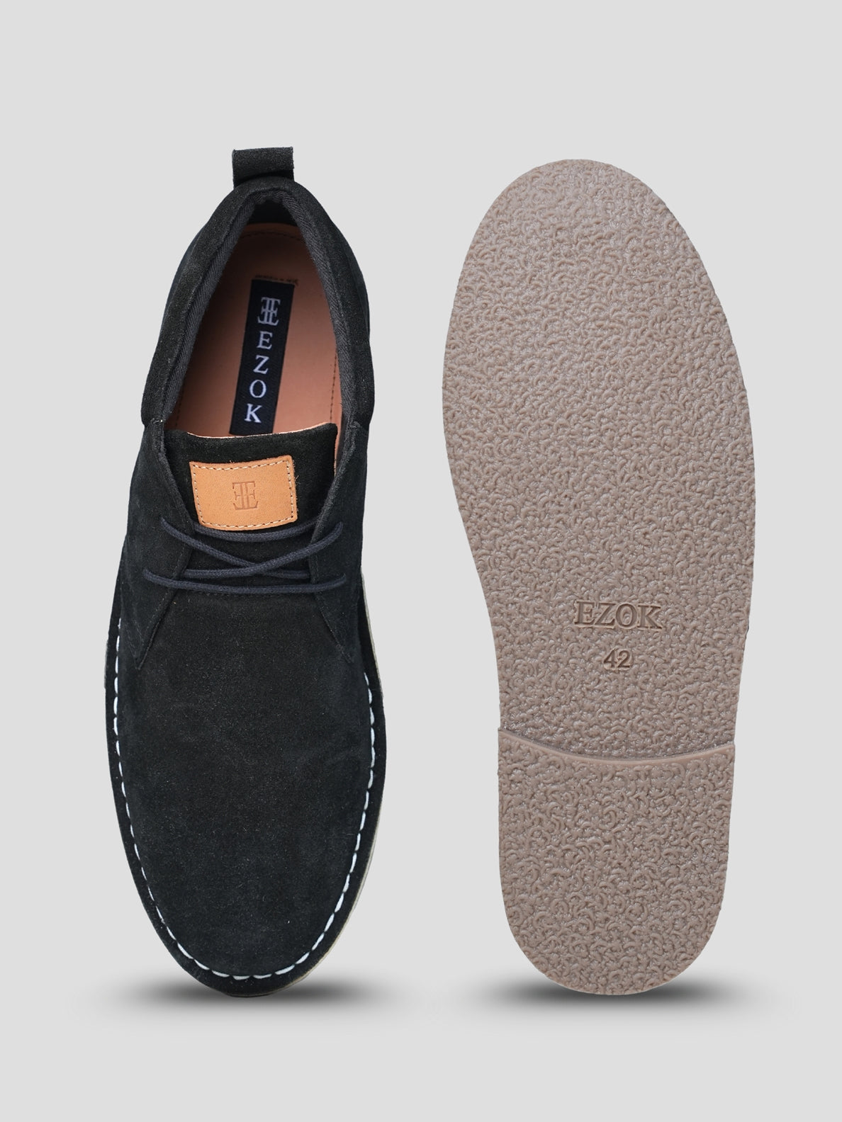 EZOK Men’s Leather Lace-Up Boots | Premium Snuff Black Leather | Durable TPR Sole | Casual & Semi-Casual Wear