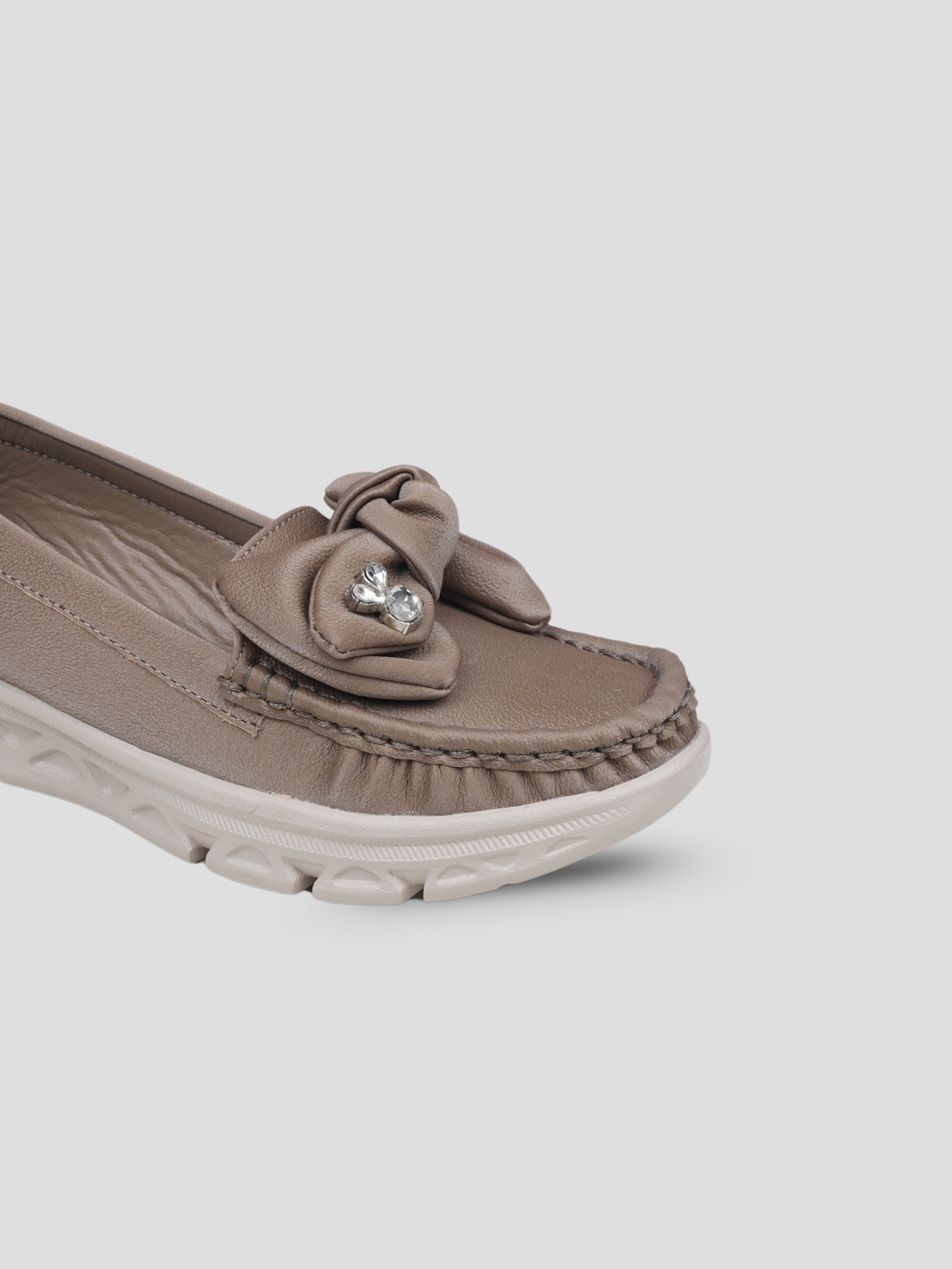 JiveVibe by Ezok Women Grey Synthetic Slip-On Casual Shoes with Bow Detail