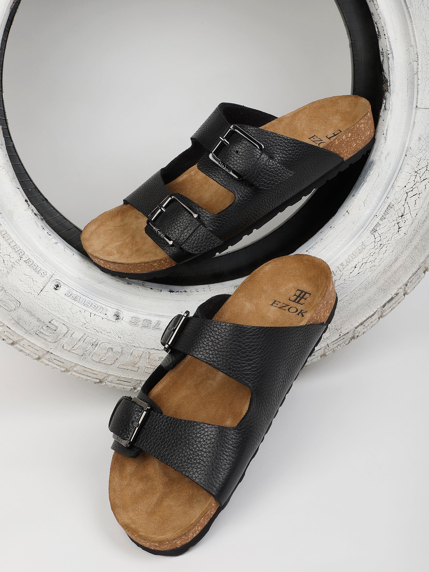 Black Leather sandal for men