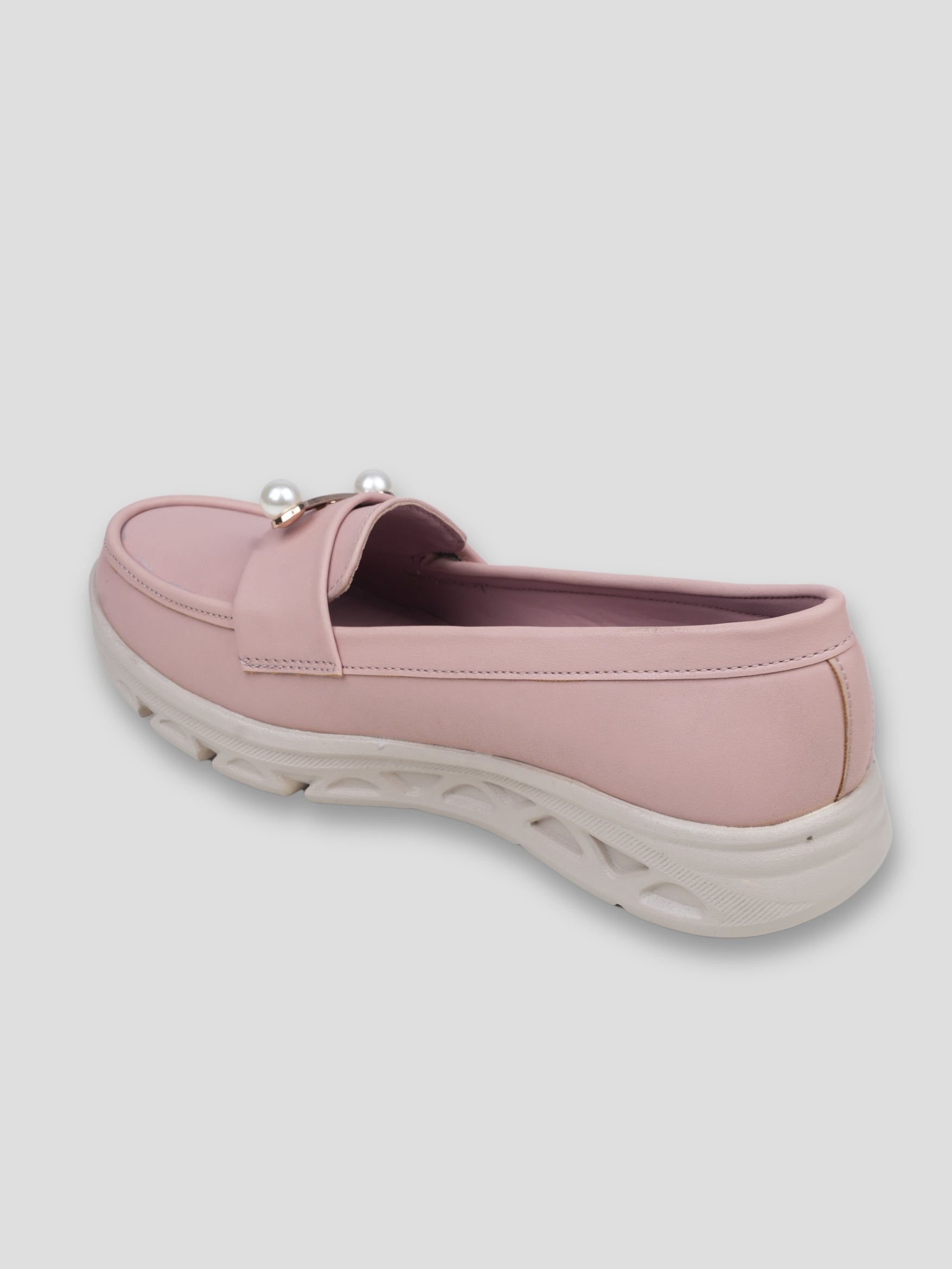 JiveVibe by Ezok Women Pink Synthetic Slip-On Casual Shoes with Pearl Metal Detail