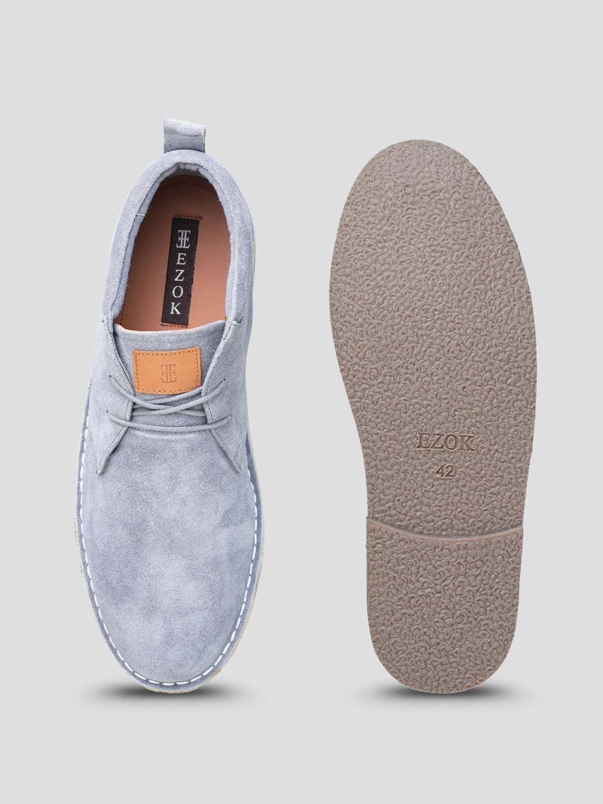 EZOK Men’s Leather Lace-Up Boots | Premium Snuff Blue Leather | Durable TPR Sole | Casual & Semi-Casual Wear