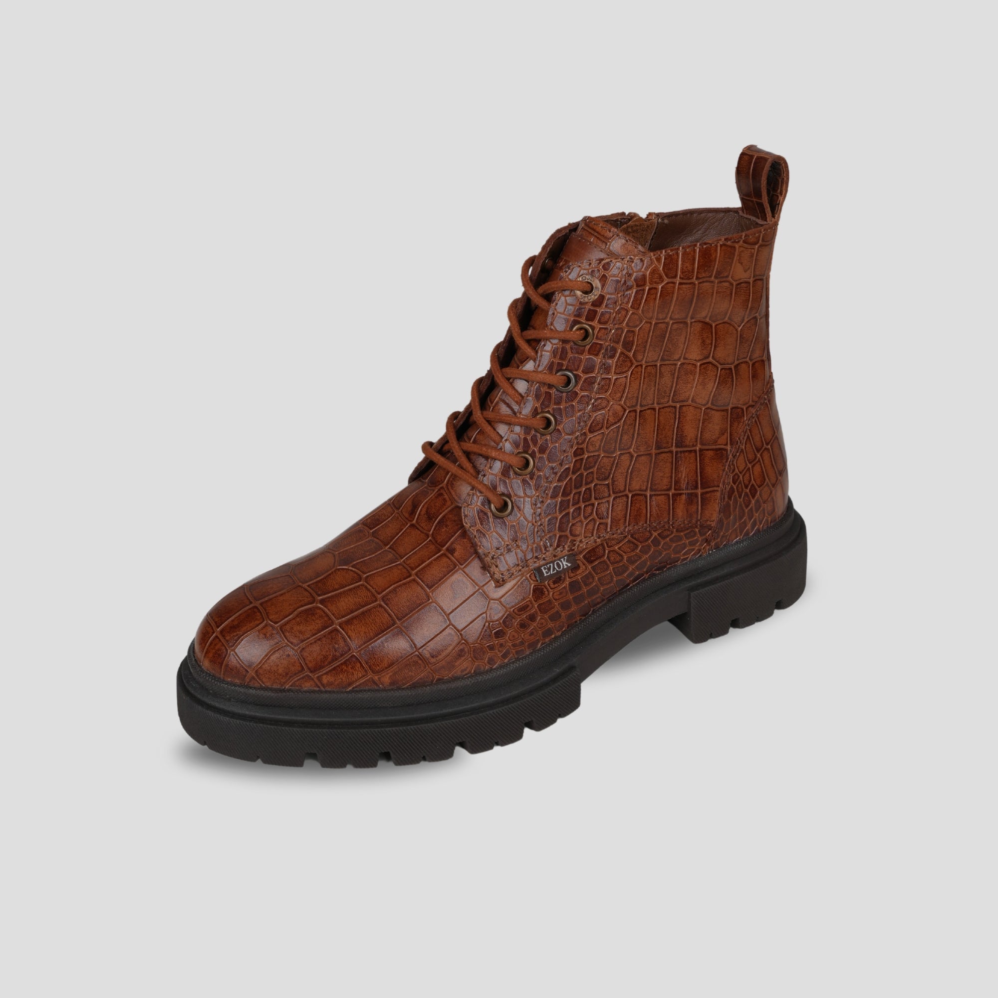 Ezok Leather Ankle Lace Up Boots For Men