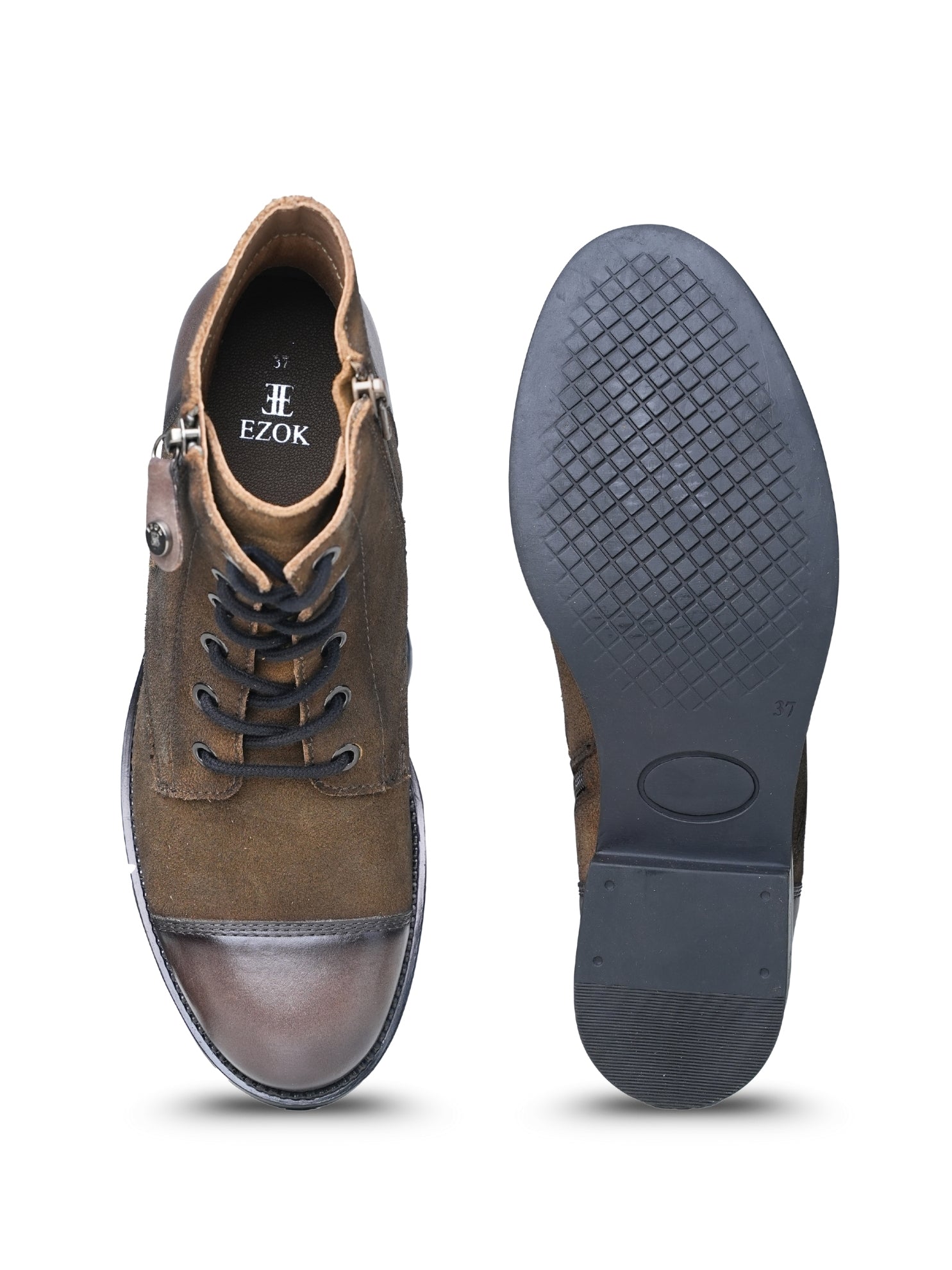 Ezok Women's Casual Leather Boots | Stylish Lace-Up Design with Cushioned Insole | Durable, Comfortable & Trendy for Daily Wear