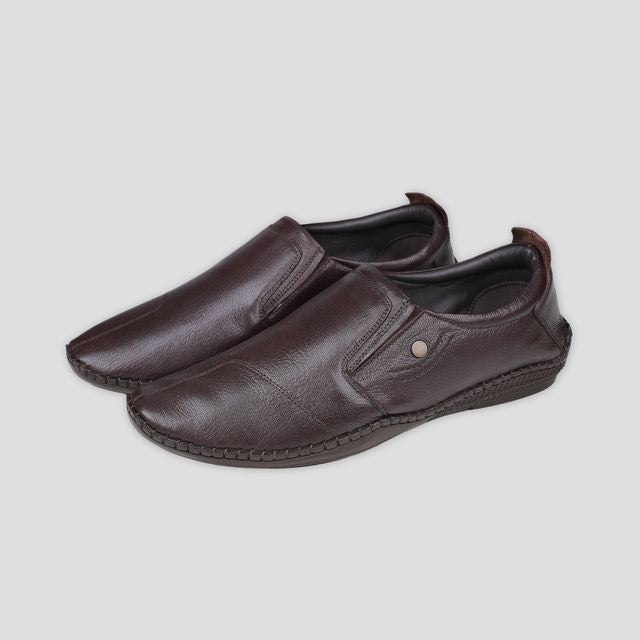 Ezok Brown Casual Leather Shoes For Men