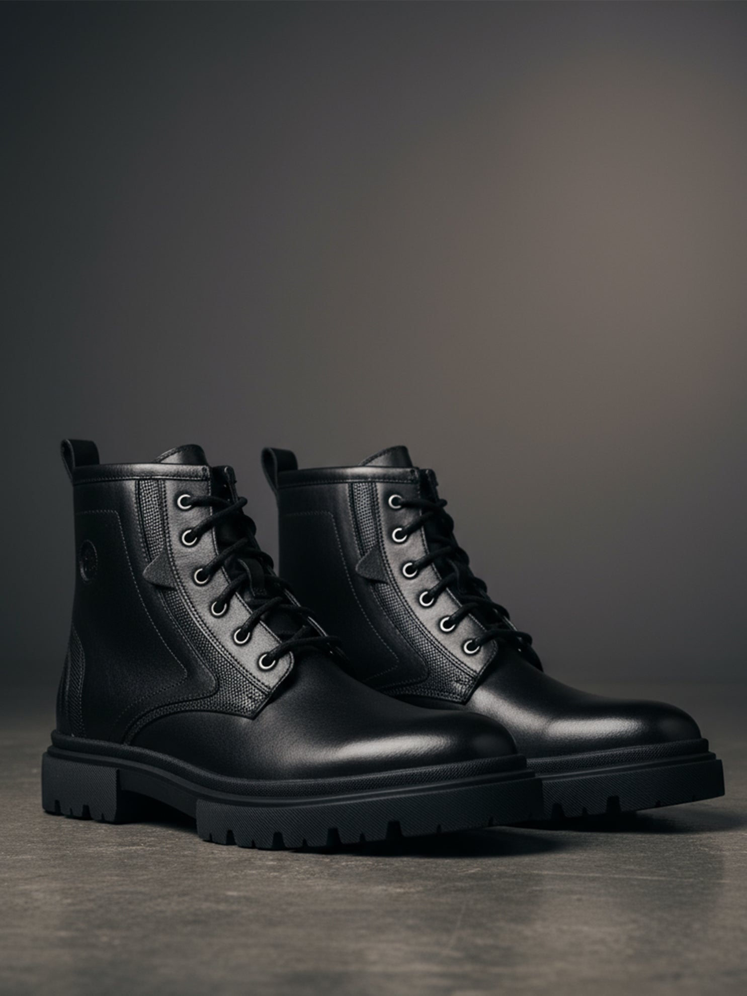 EZOK Men’s Black Leather Lace-Up Boots | Premium Leather | Durable TPR Sole | Casual & Semi-Casual Wear