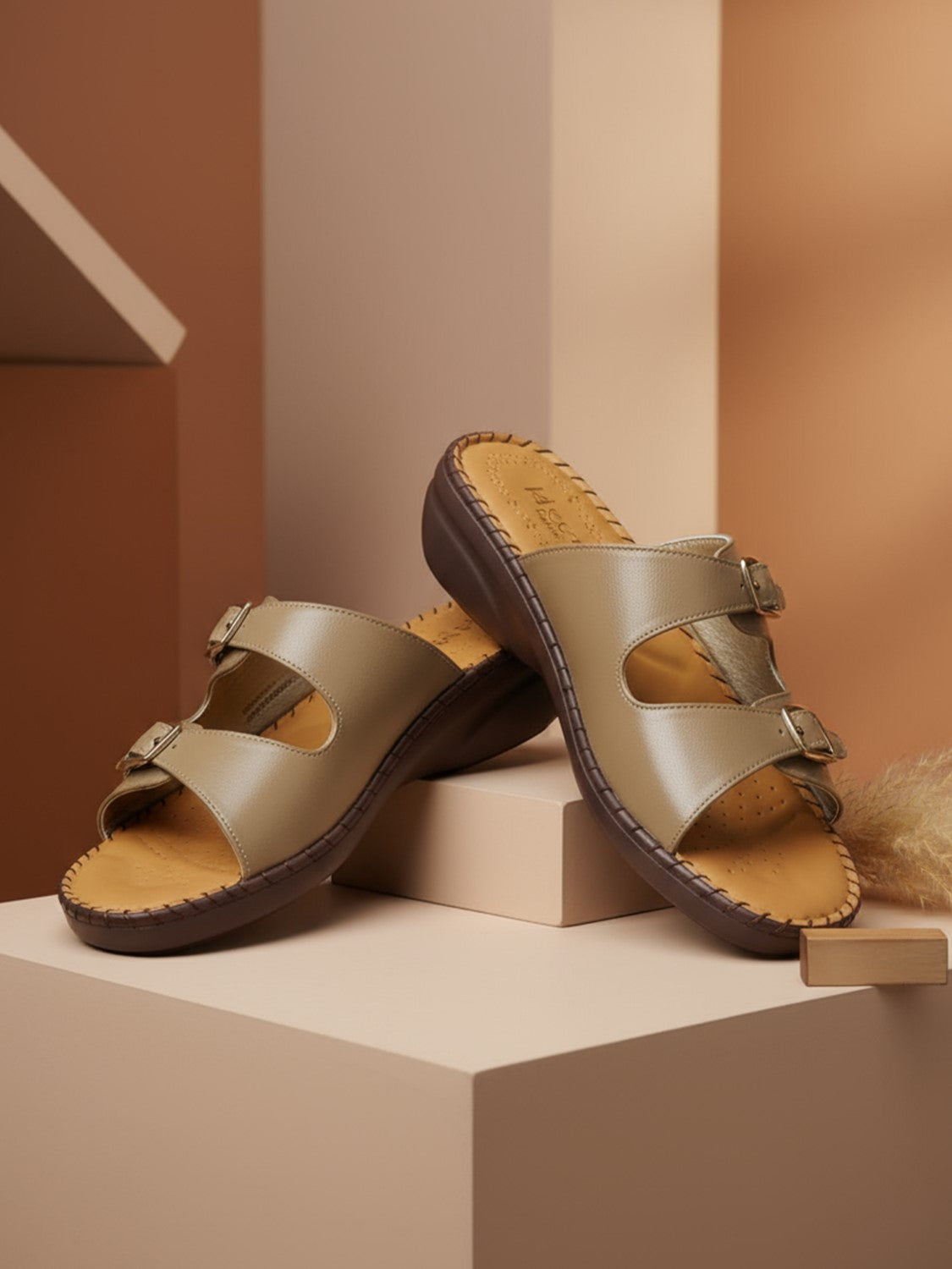 Ezok Women's Casual Genuine Leather Sandals | Stylish Open-Toe Design with Cushioned Insole | Comfortable & Trendy for Everyday Wear