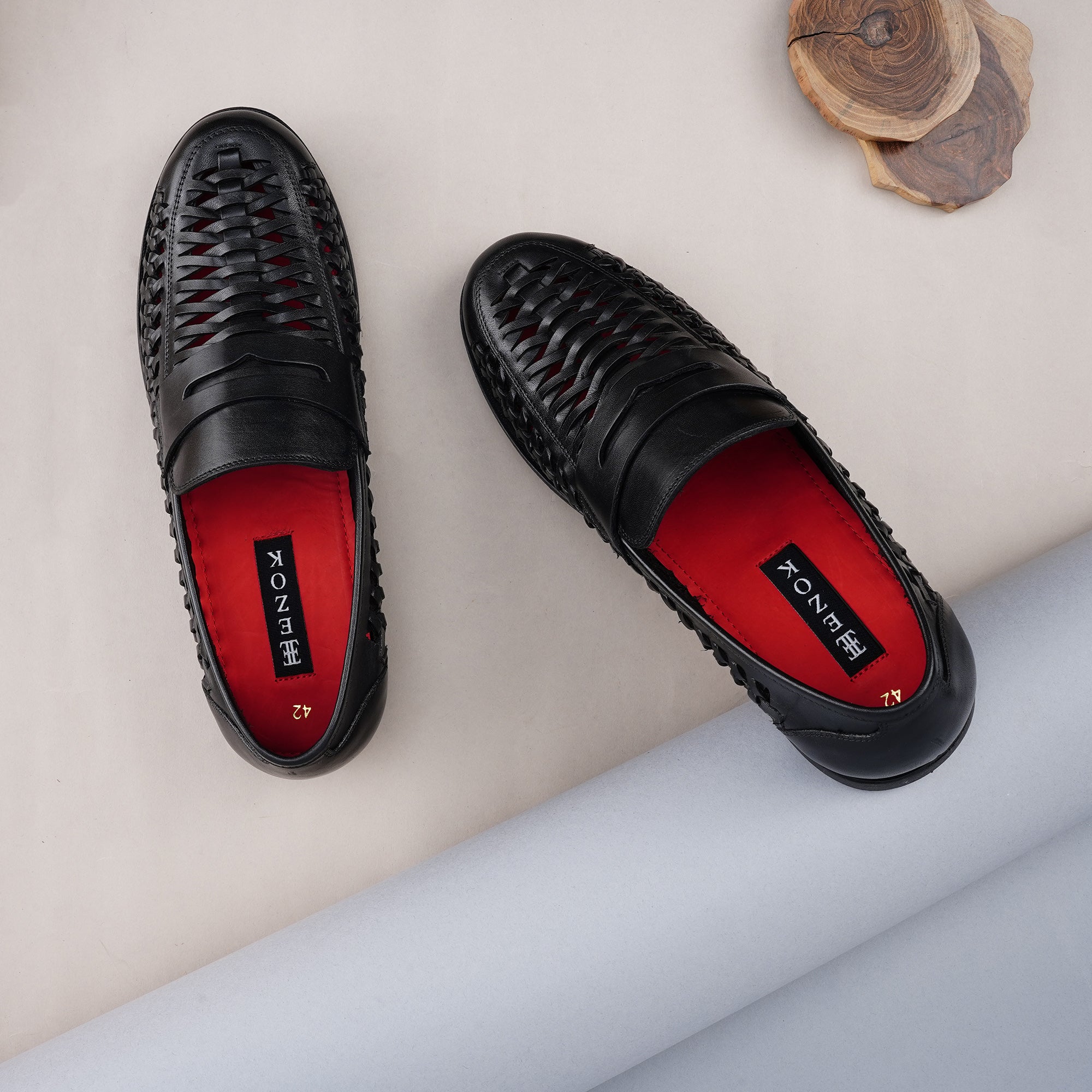 Ezok Men Leather Black Casual Moccasin Shoes For Men