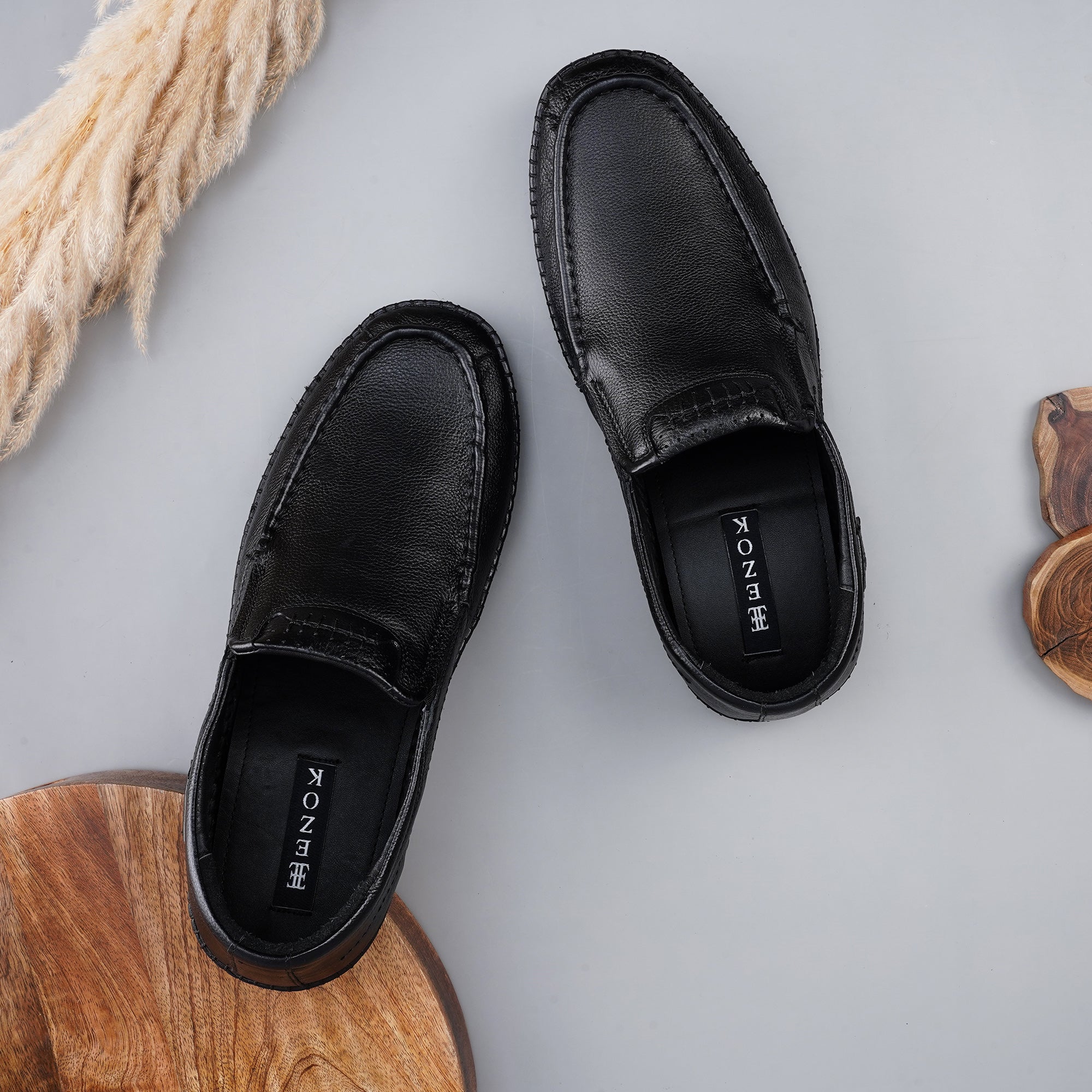 Ezok Men Black Casual Leather Shoes For Men