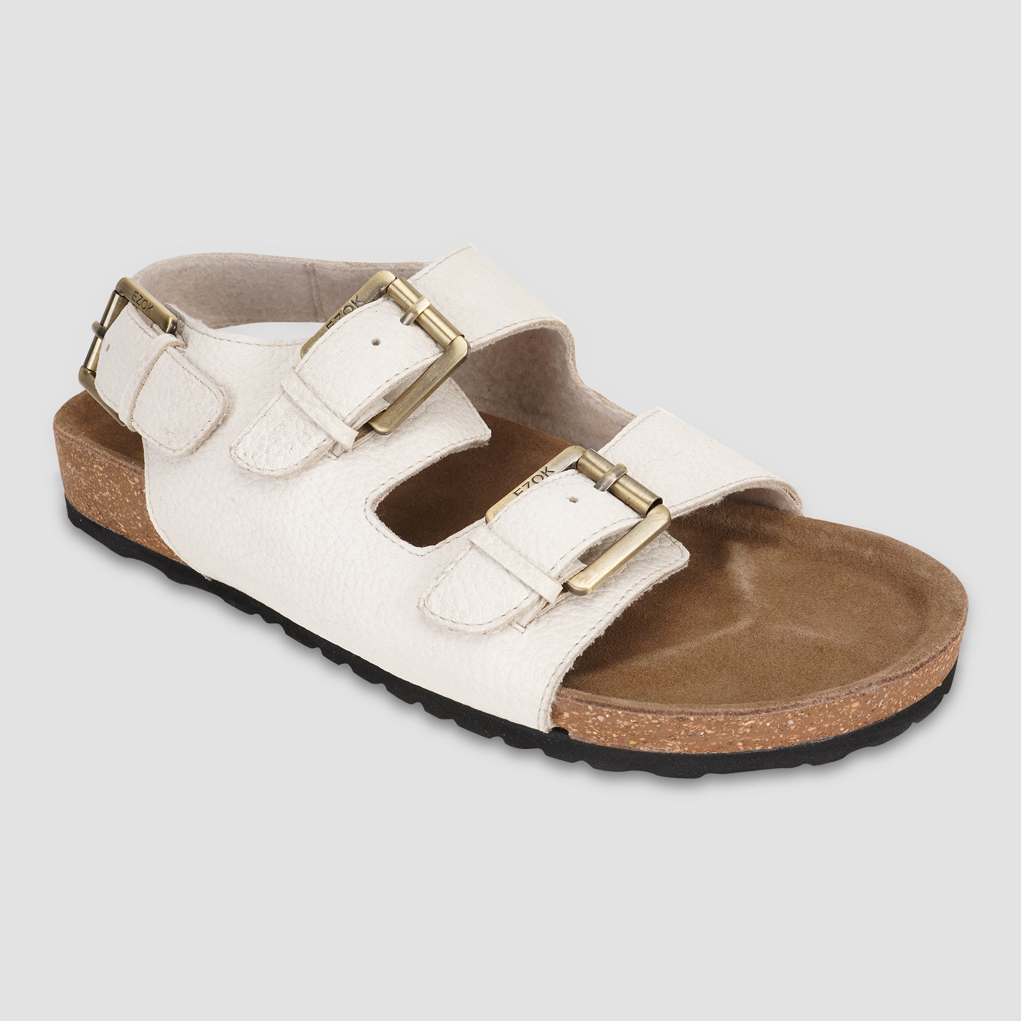 Ezok White Leather Sandal For Men