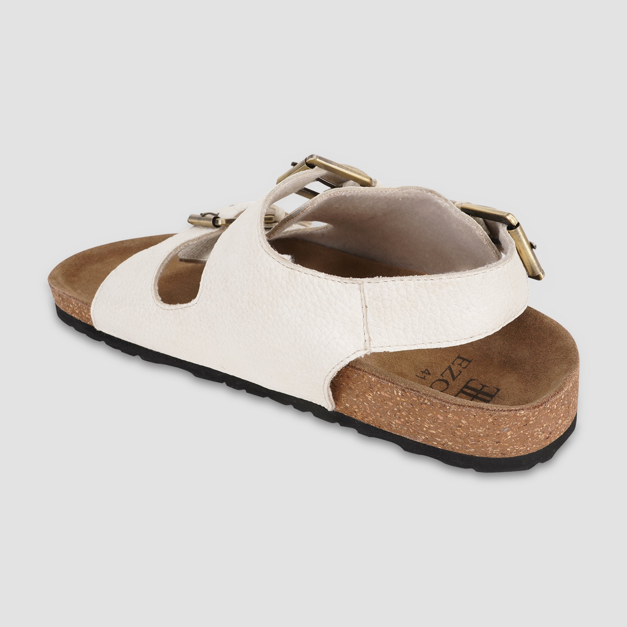 Ezok Beige Leather Sandal For Men