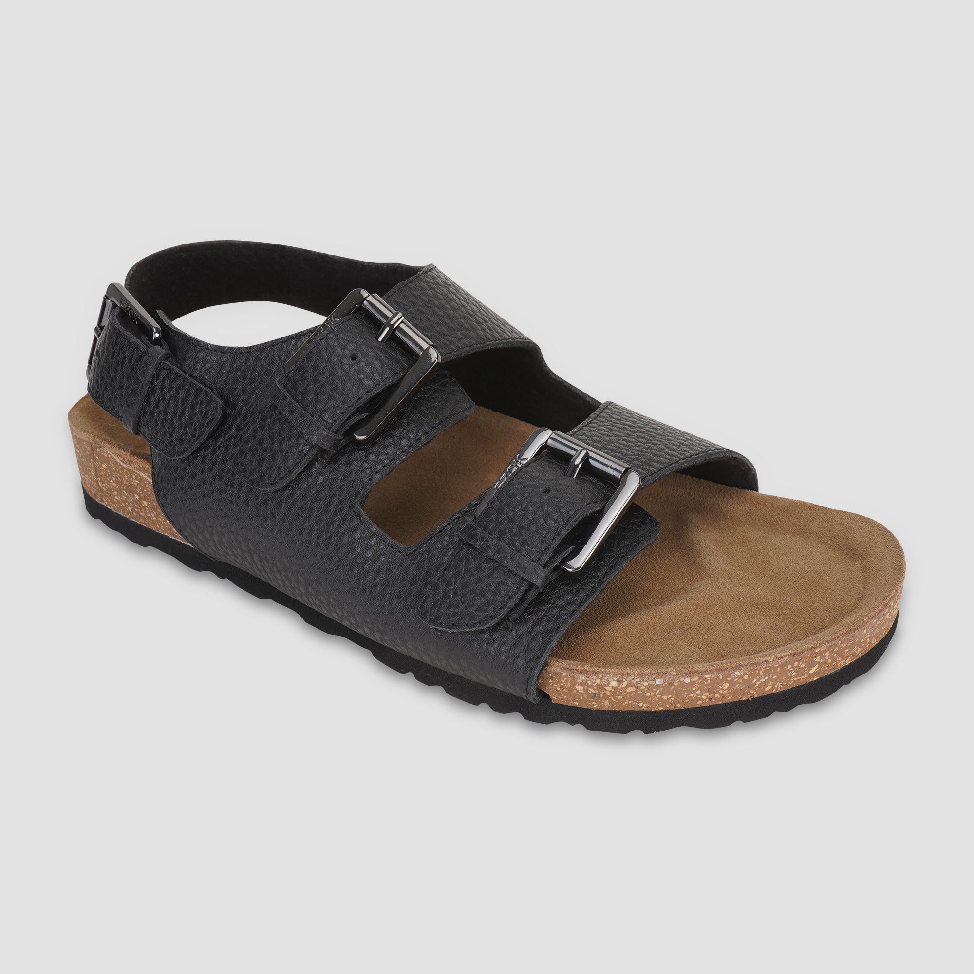 Ezok Black Leather Sandal For Men