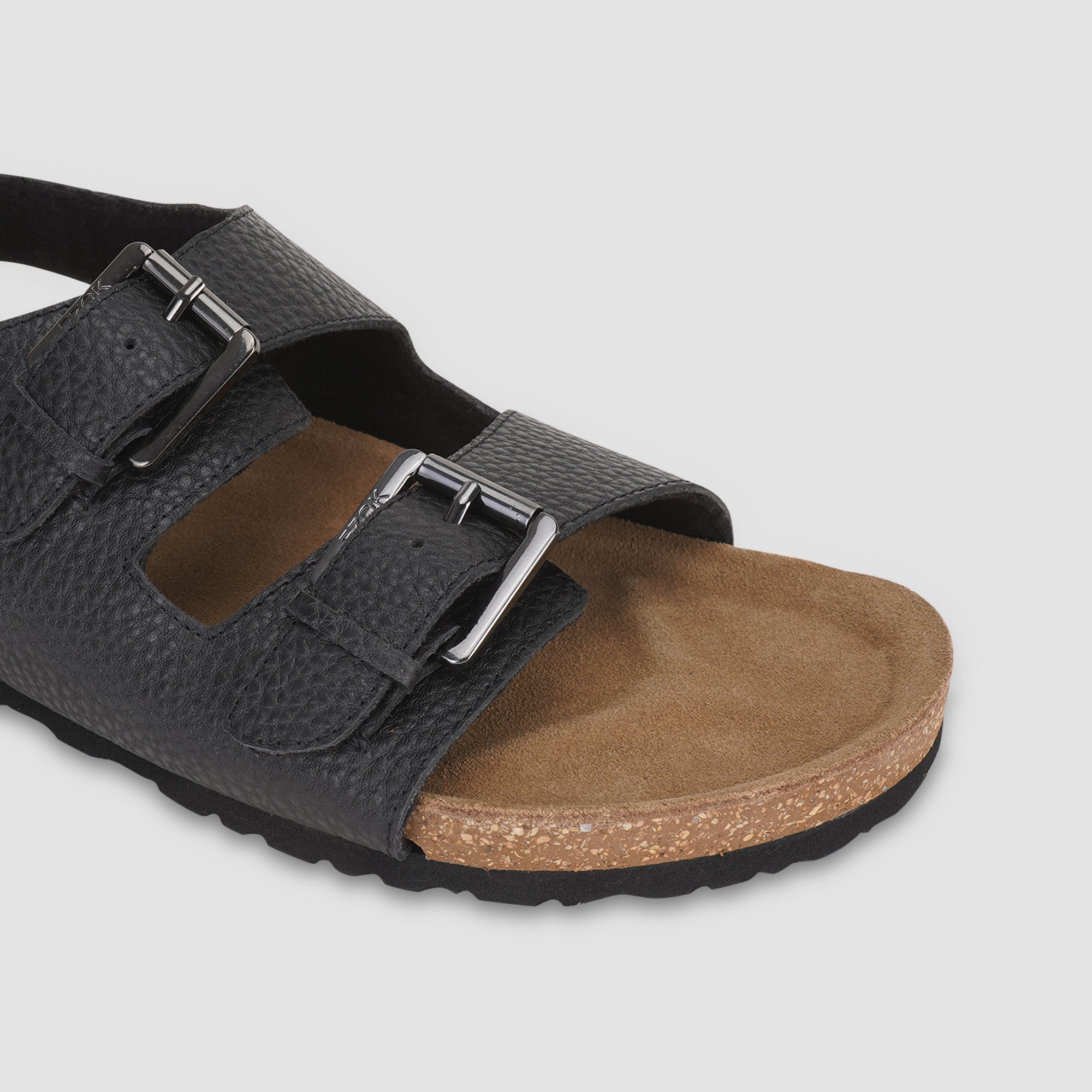 Ezok Black Leather Sandal For Men