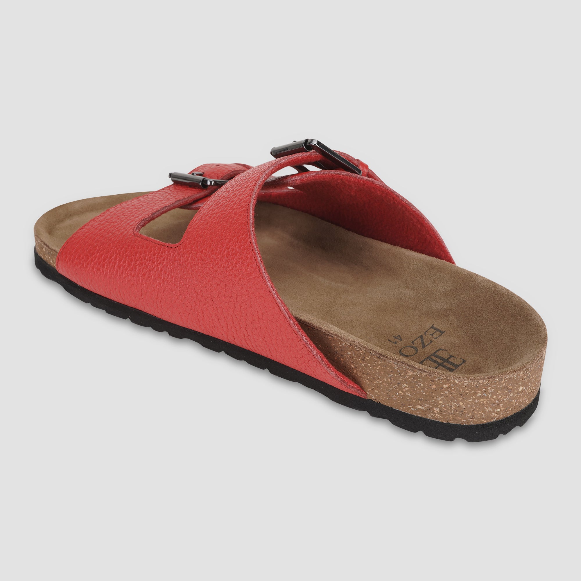 Ezok Red Leather Sandal For Men