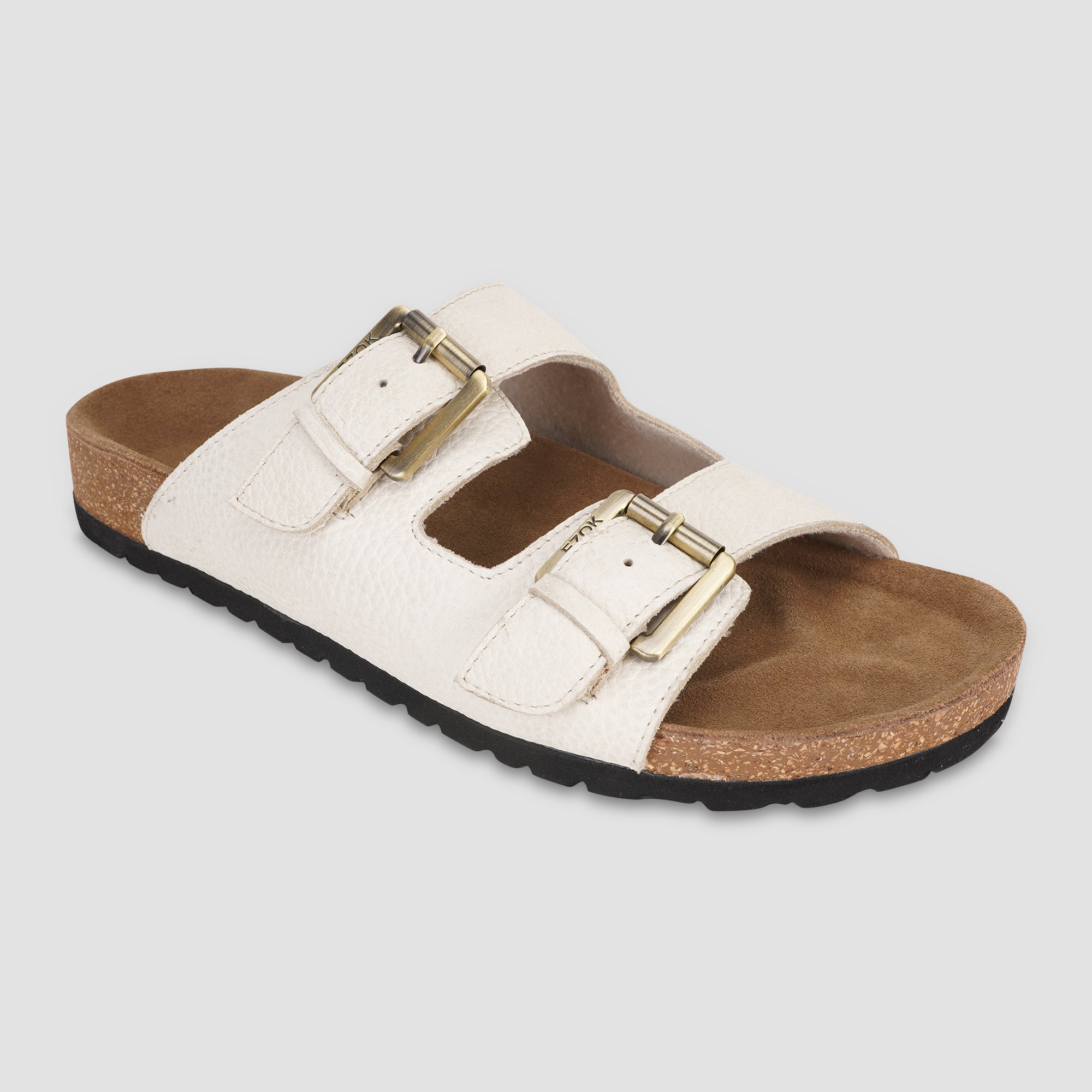 Ezok Beige Leather Sandal For Men