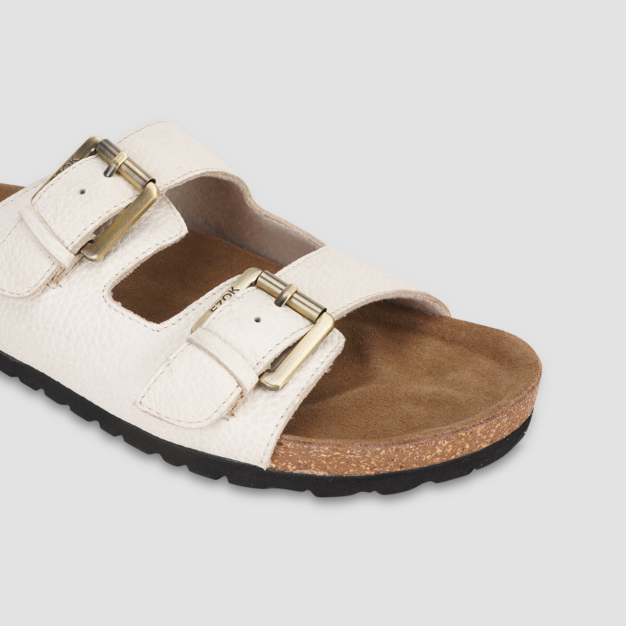 Ezok Beige Leather Sandal For Men