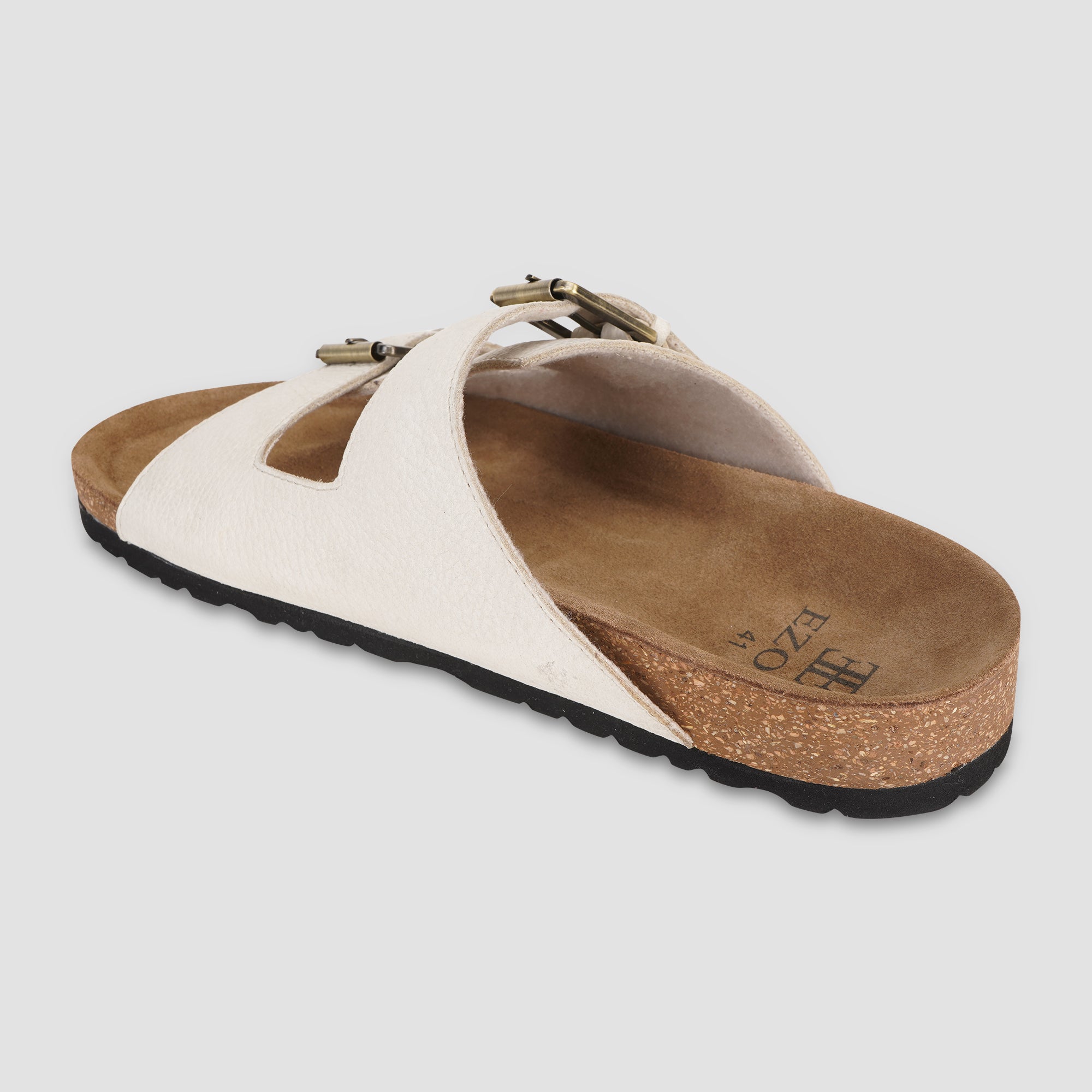 Ezok Beige Leather Sandal For Men