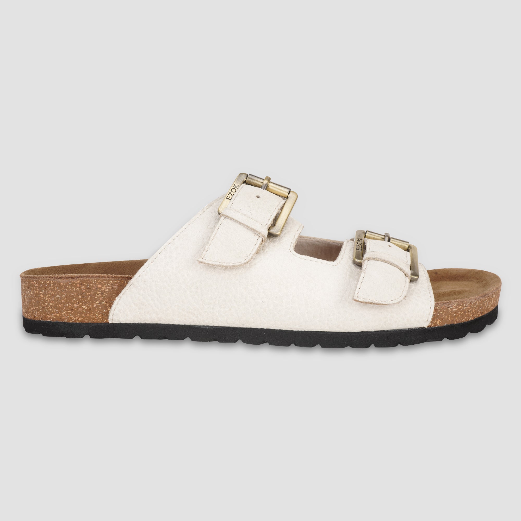 Ezok Beige Leather Sandal For Men