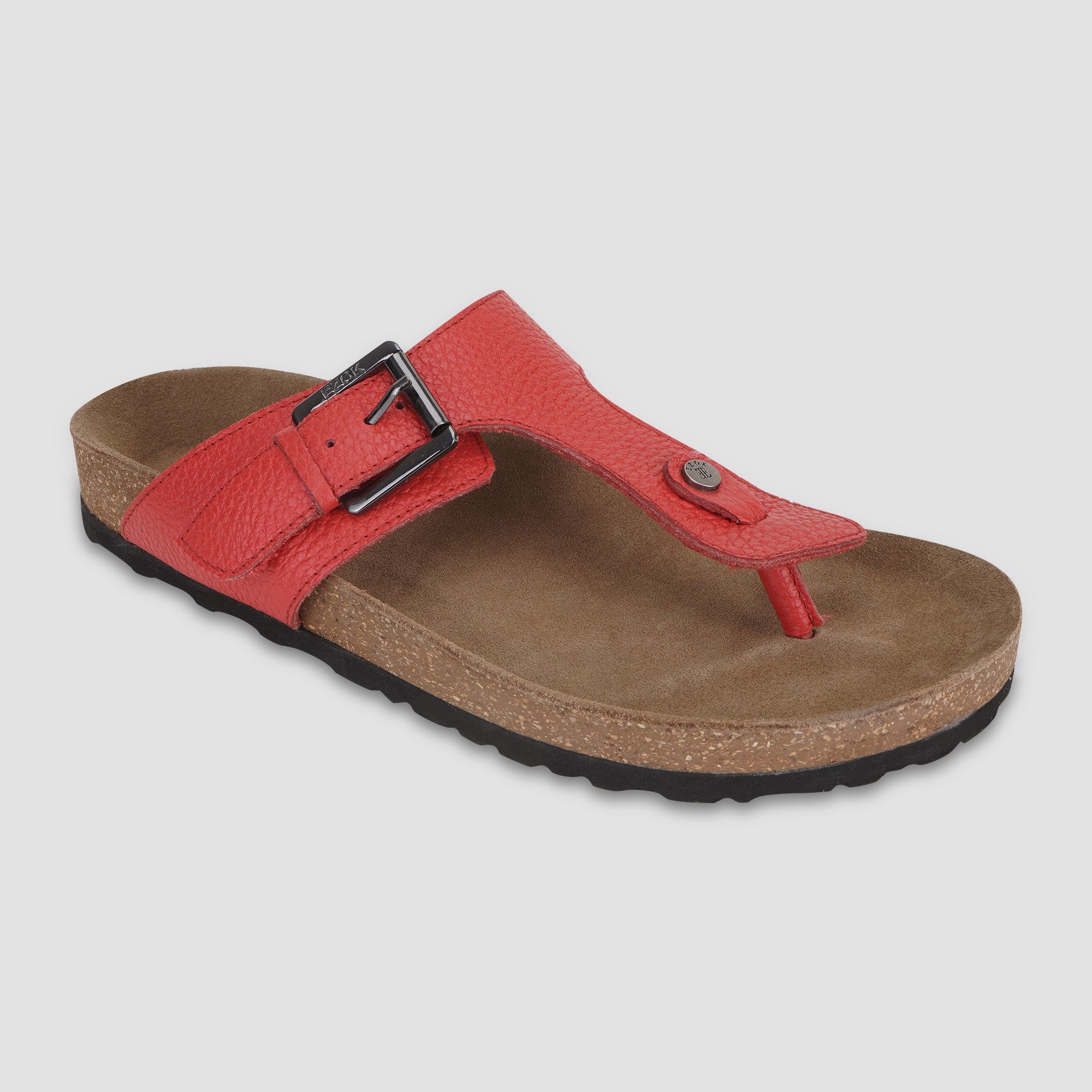 Ezok Red Leather Sandal For Men