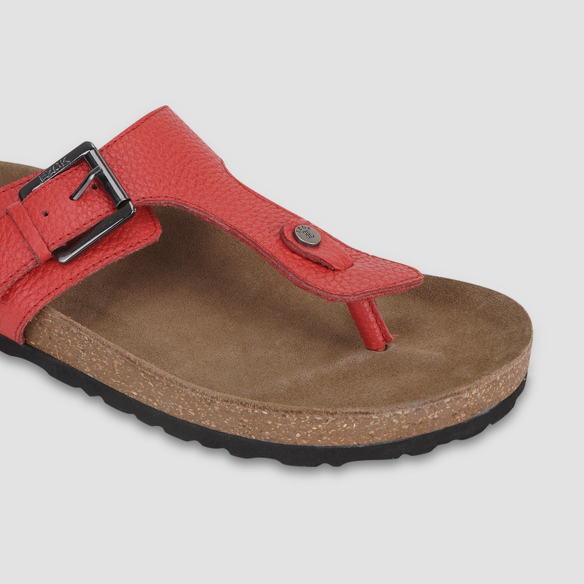Ezok Red Leather Sandal For Men