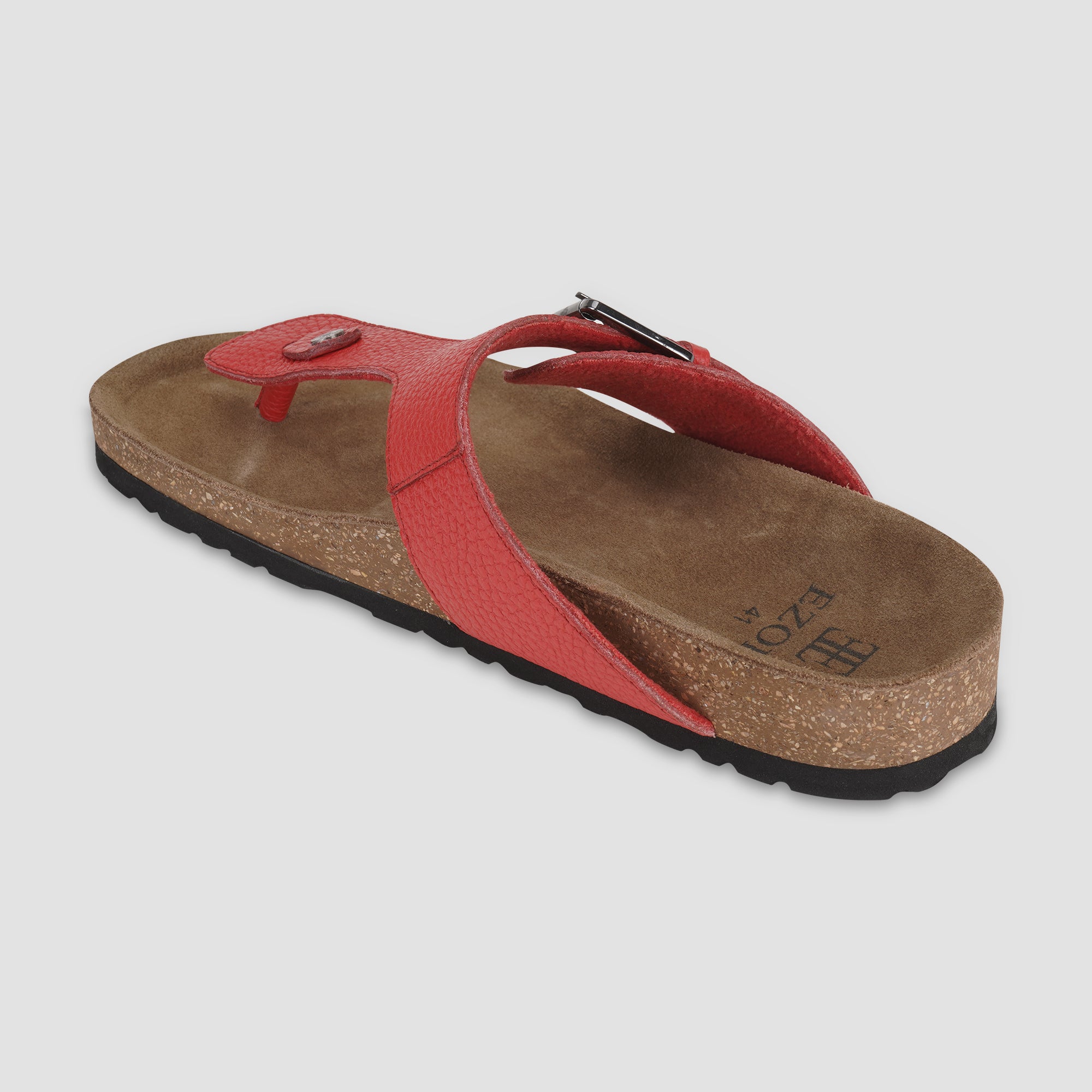 Ezok Red Leather Sandal For Men