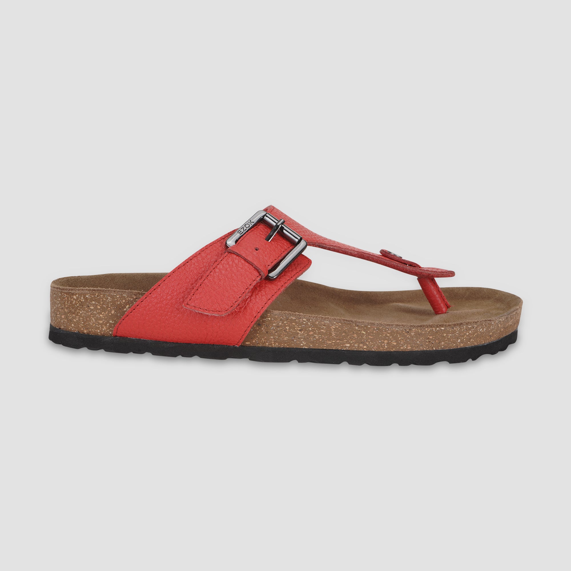 Ezok Red Leather Sandal For Men