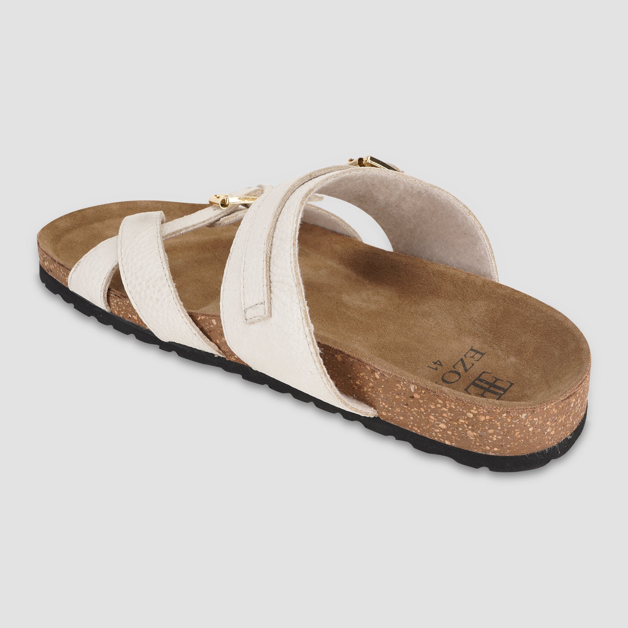 Ezok Beige Leather Sandal For Men