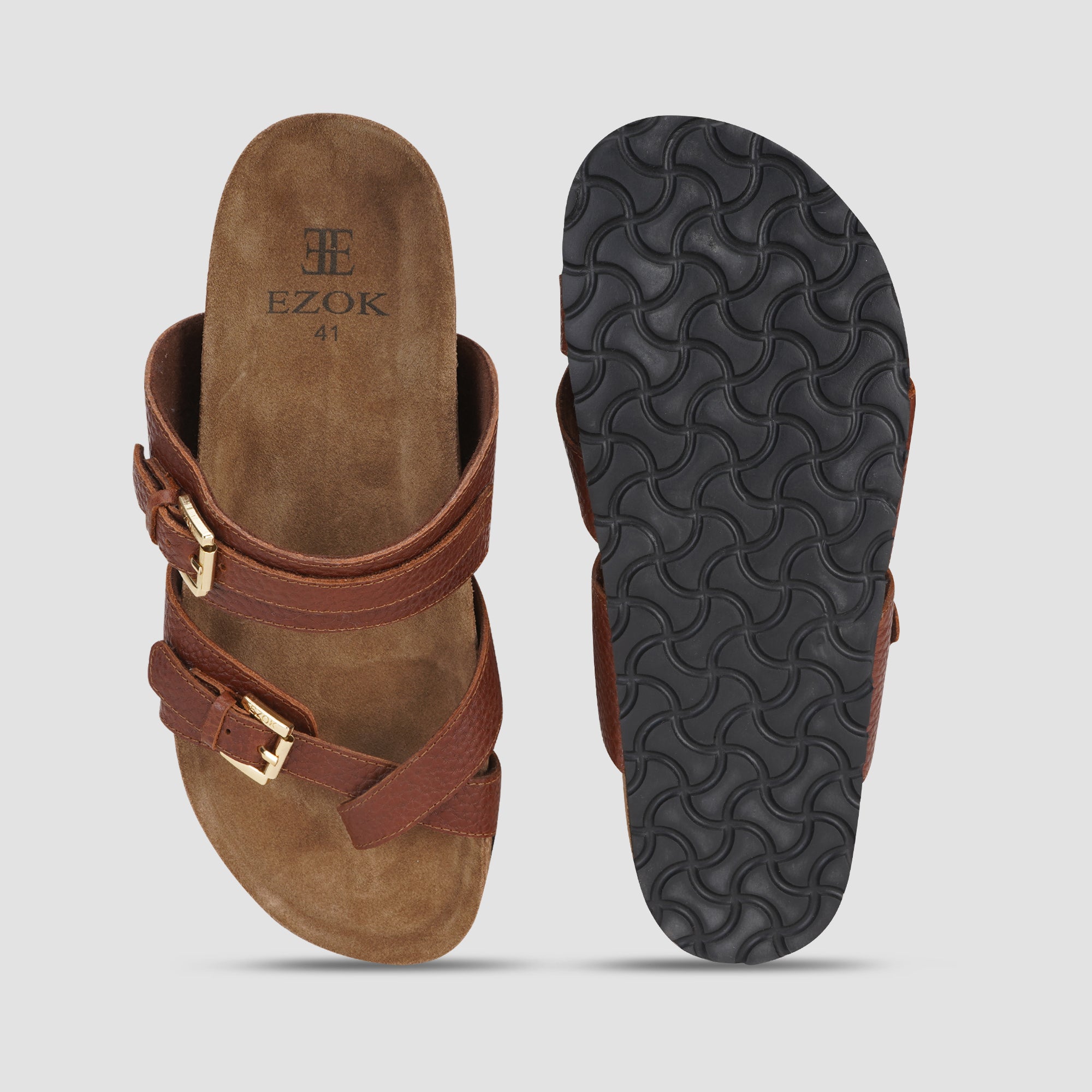 Ezok Tan Leather Sandal For Men