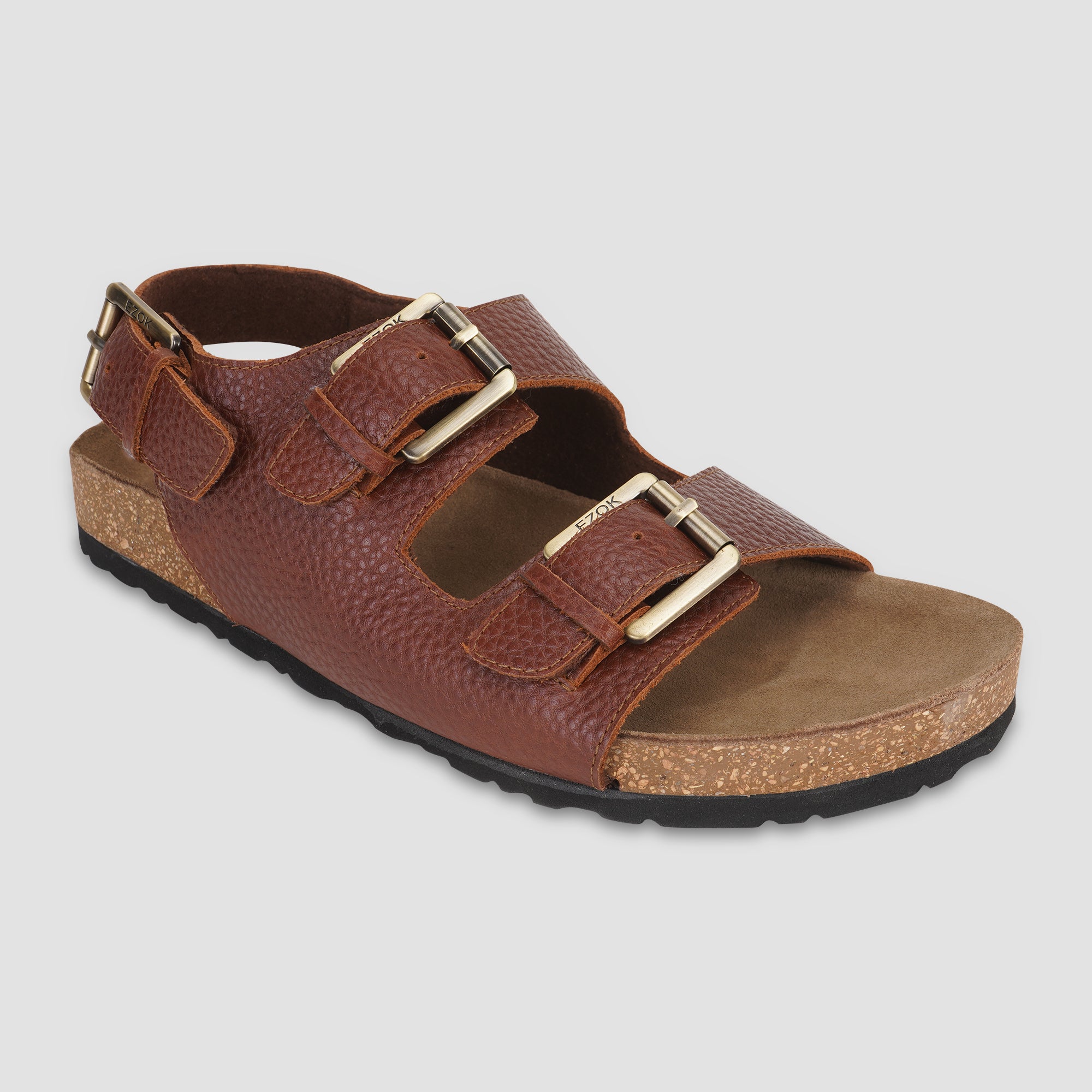 Ezok Tan Leather Sandal For Men