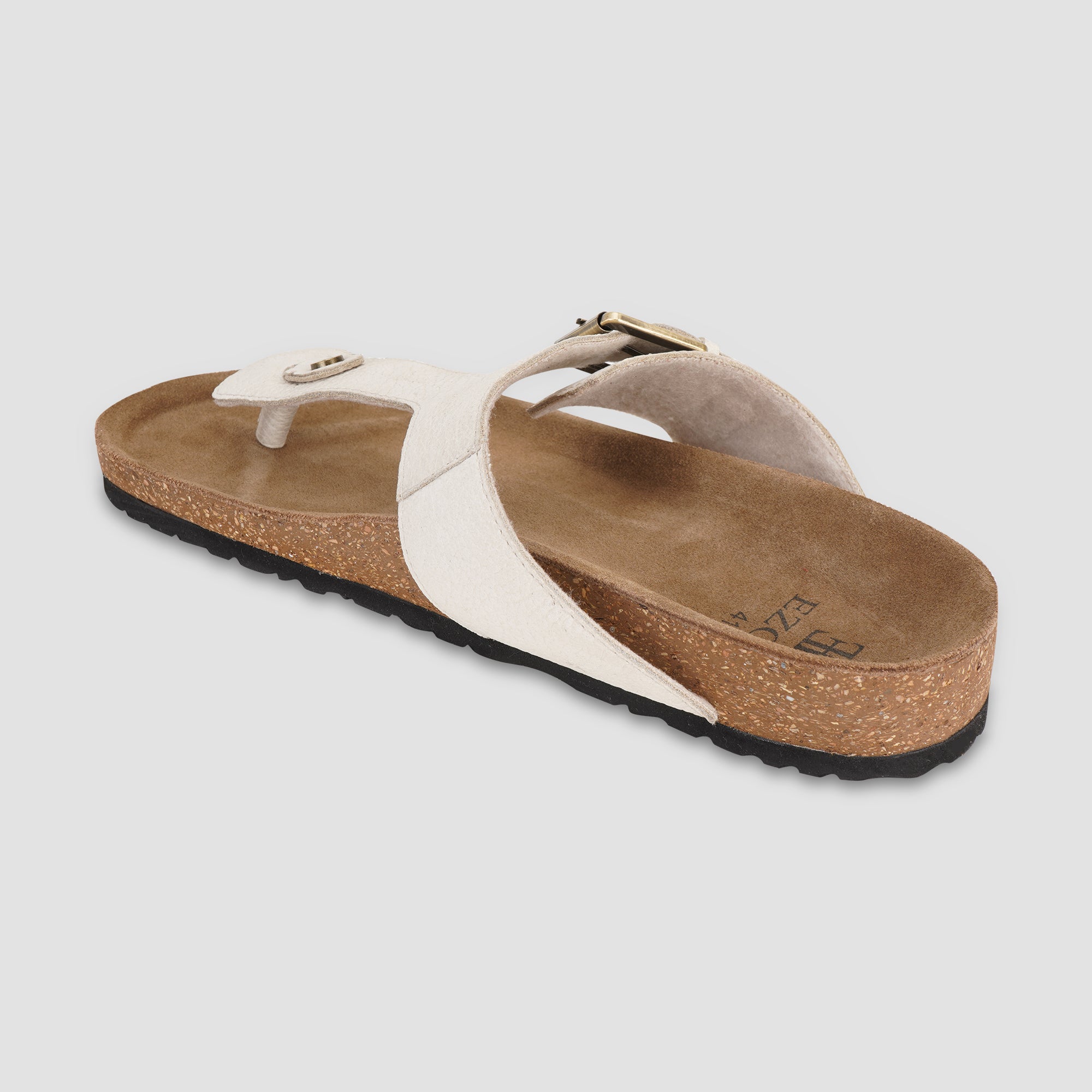 Ezok Beige Leather Sandal For Men