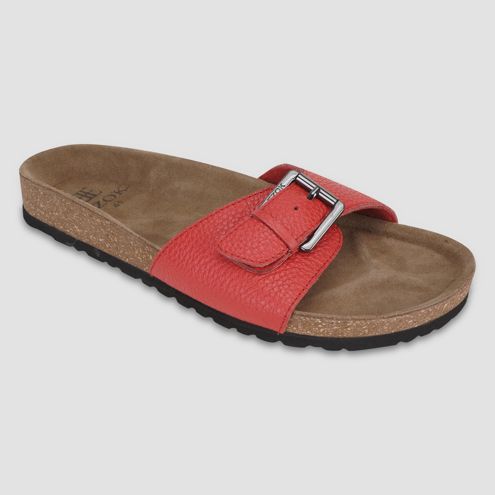 Ezok Red Leather Sandal For Men