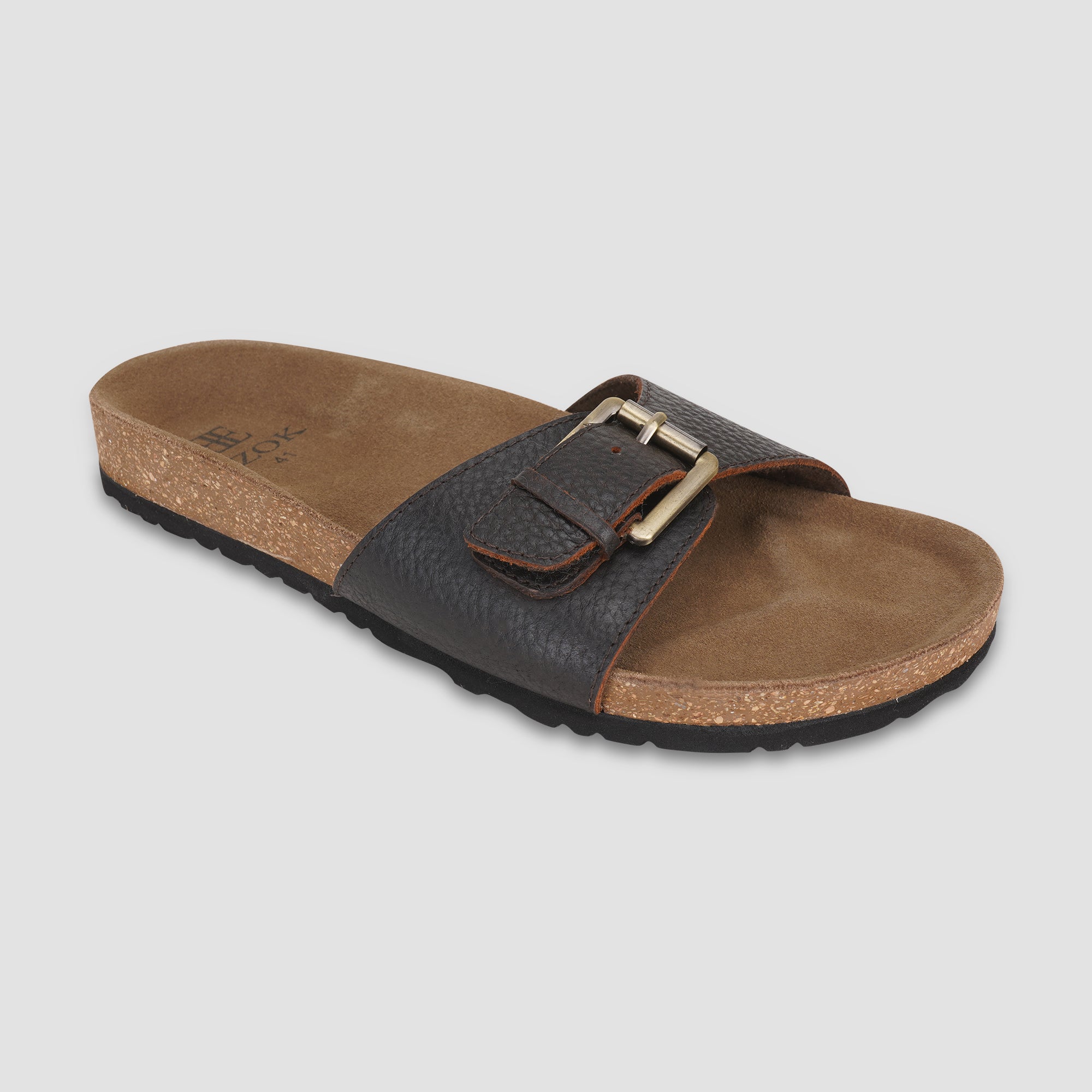 Ezok Brown Leather Sandal For Men