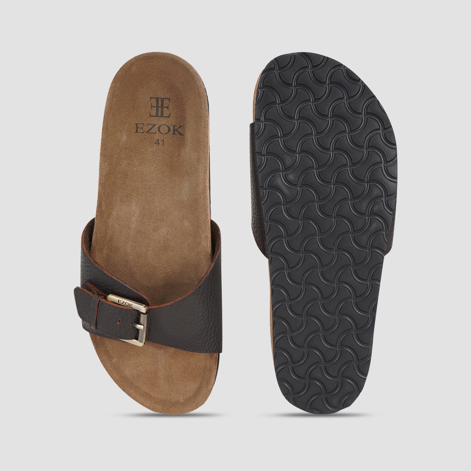 Ezok Brown Leather Sandal For Men