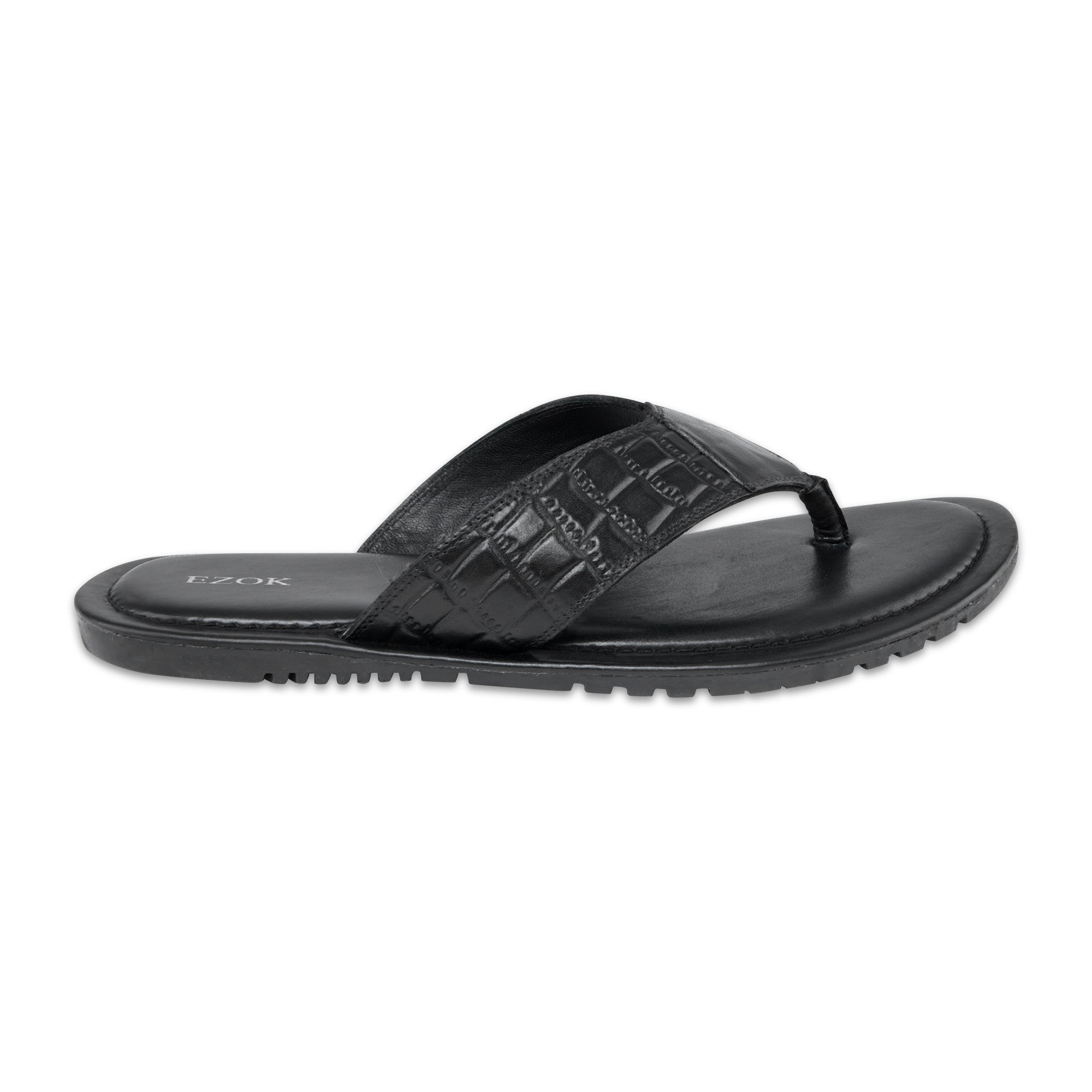 Ezok Men Leather Black Sandals