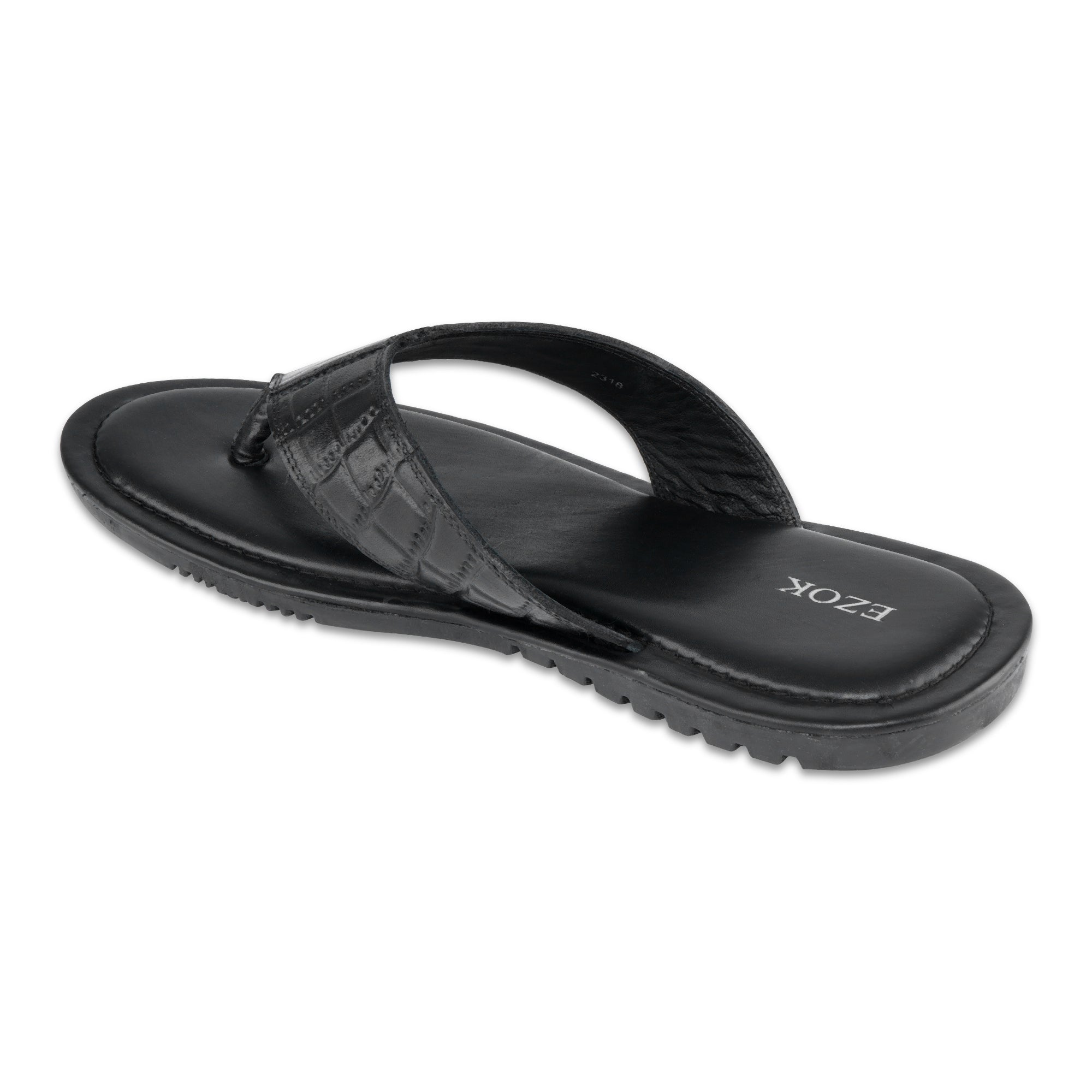 Ezok Men Leather Black Sandals