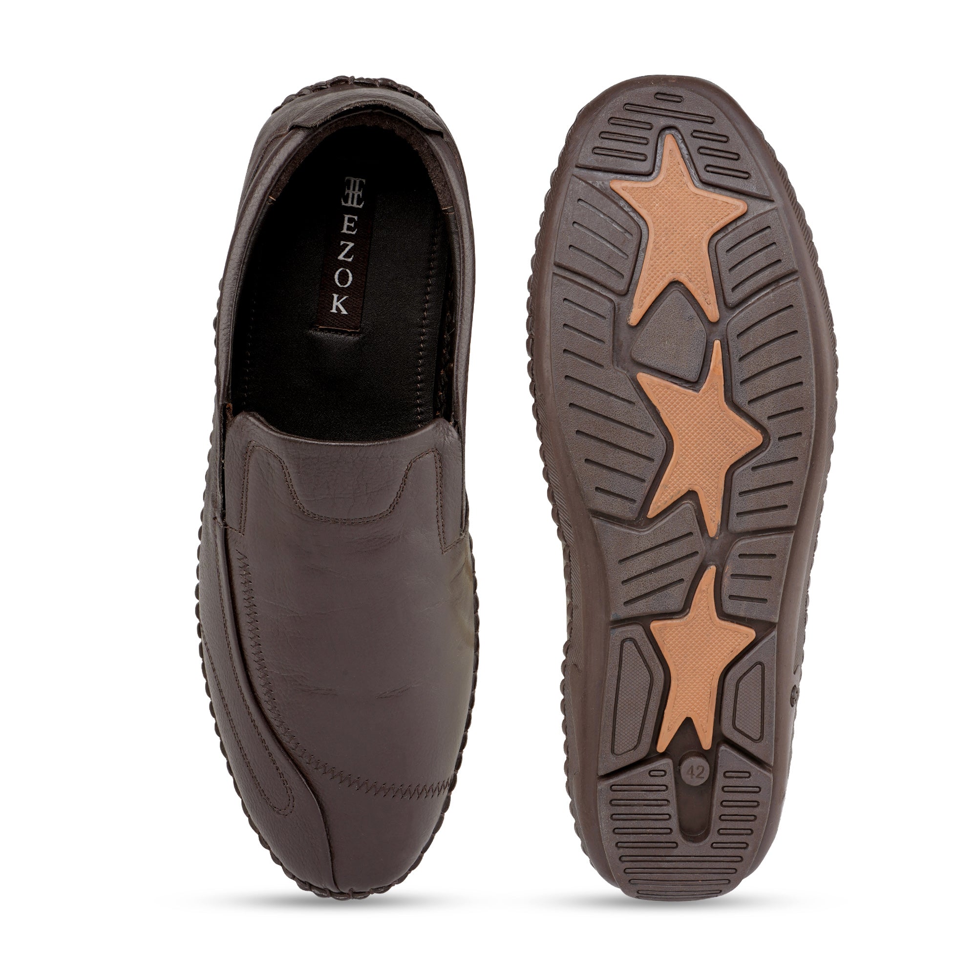 Ezok Men Brown Casual Leather Shoes For Men