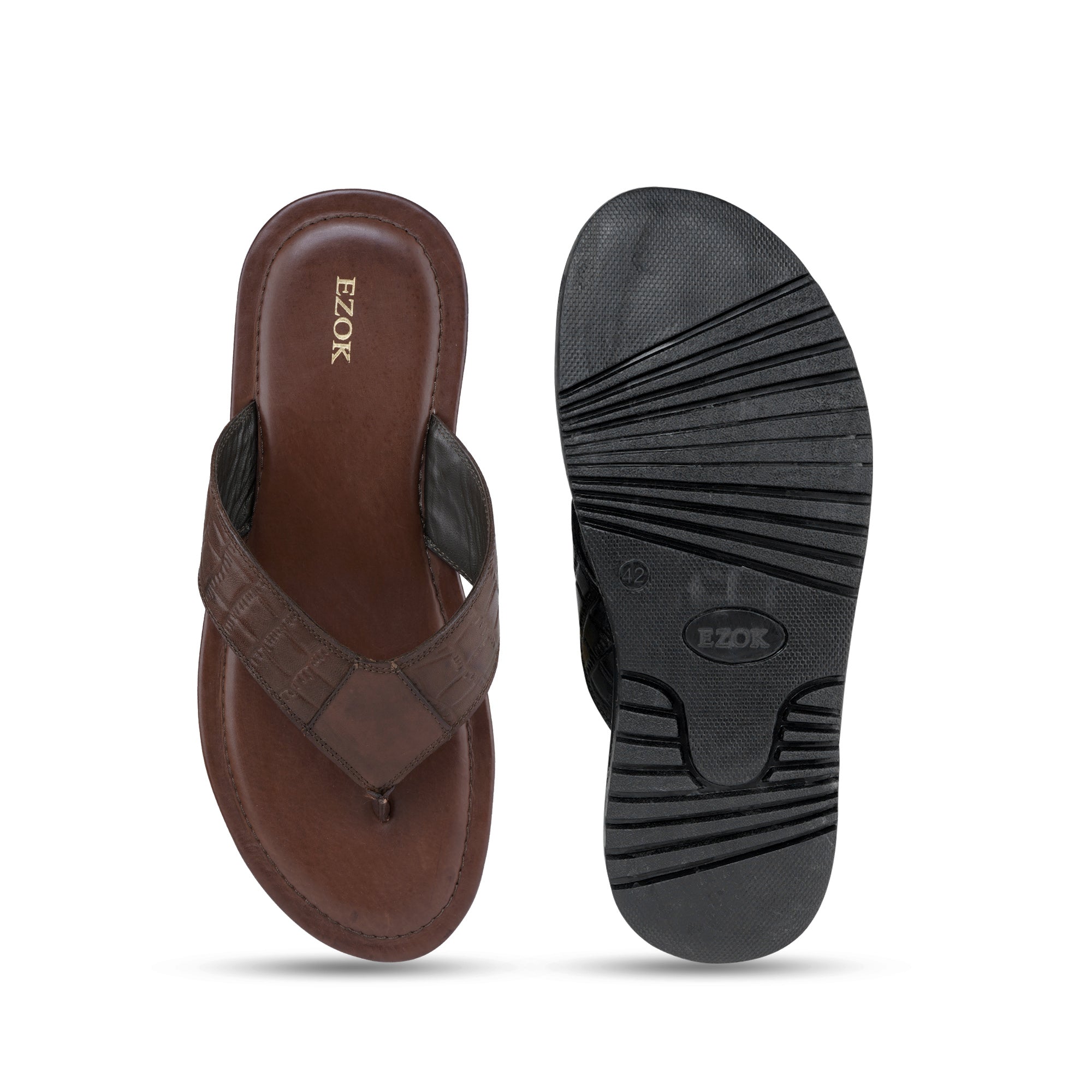 Ezok Men Leather Brown Sandals