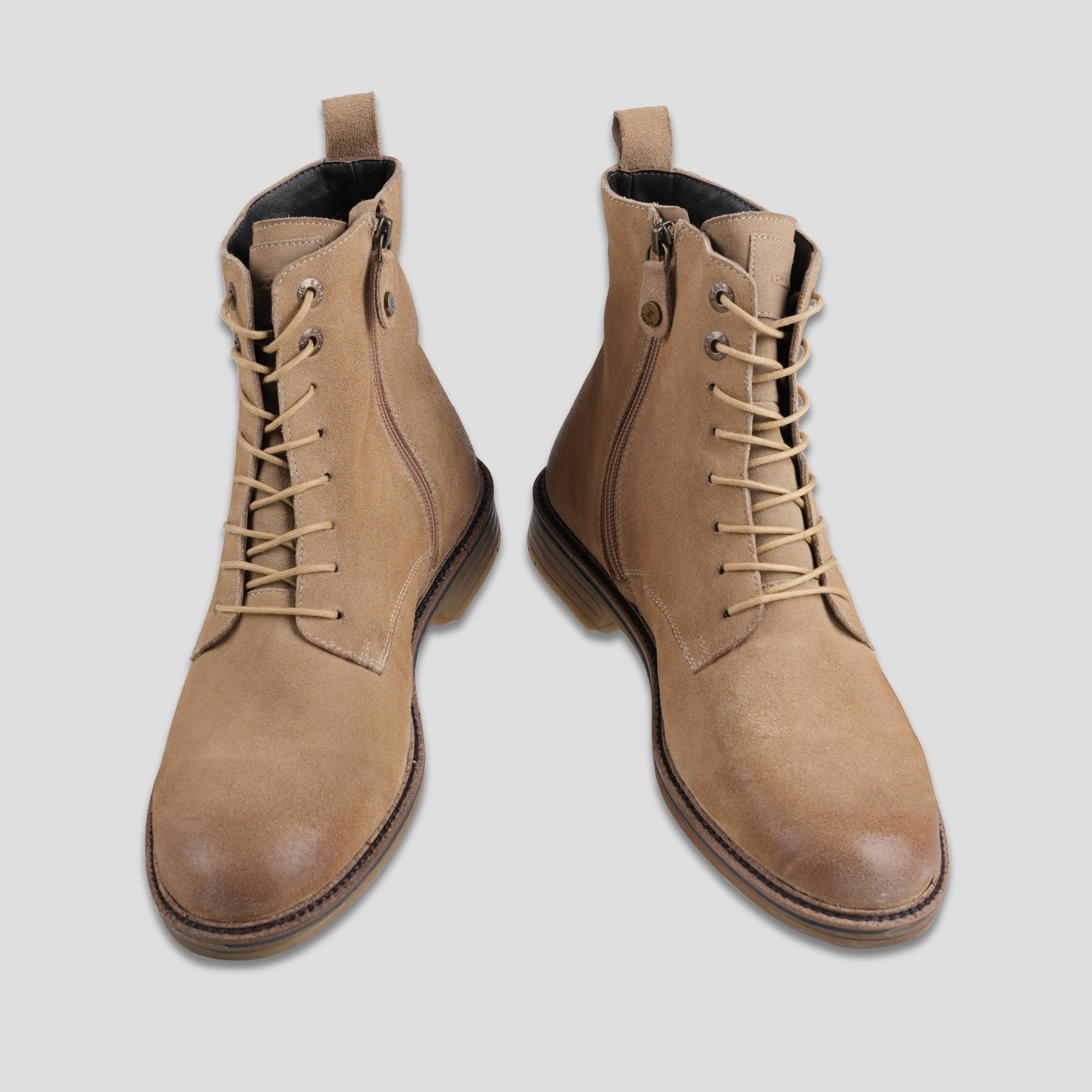 Lace Up Tan Ankle Boots Men Handmade Mens Tan Color Wingtip Brogue