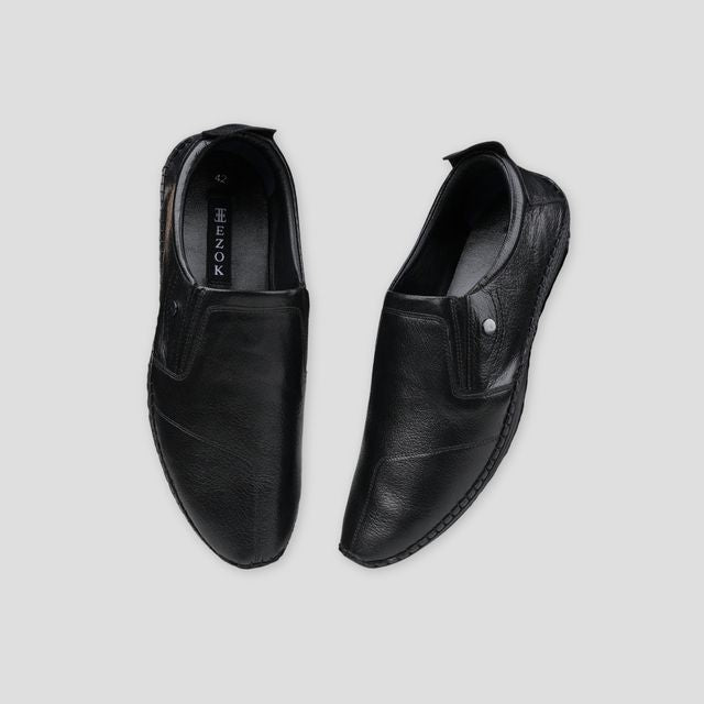 Ezok Black Casual Leather Shoes For Men