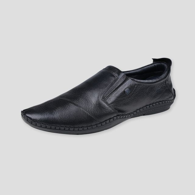 Ezok Black Casual Leather Shoes For Men