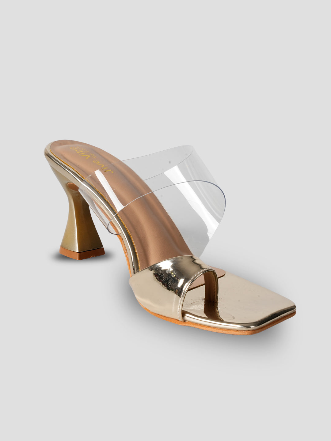 JiveVibe By Ezok Women's Block Heel Mule Golden Sandal.