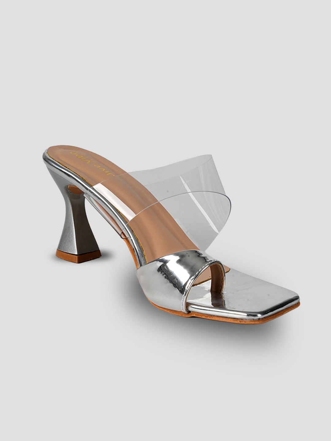 JiveVibe By Ezok Women's Block Heel Mule Golden Sandal.