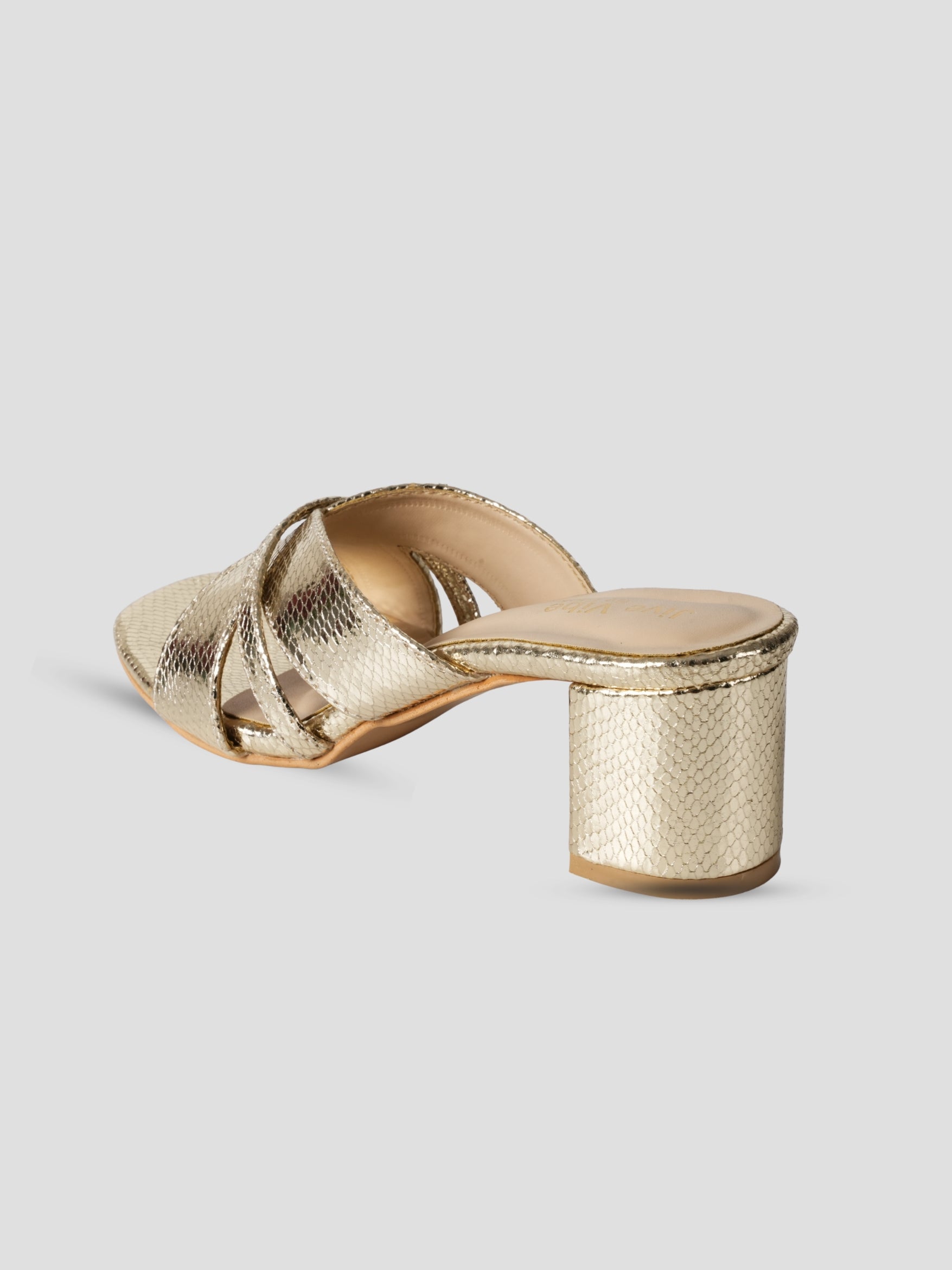 JiveVibe By Ezok Women's Block Heel Mule Golden Sandal