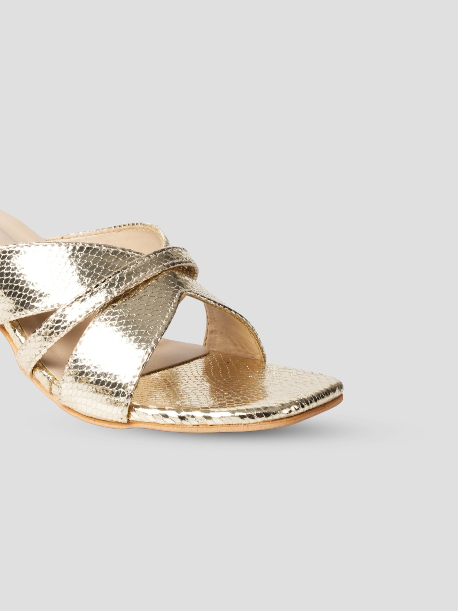 JiveVibe By Ezok Women's Block Heel Mule Golden Sandal