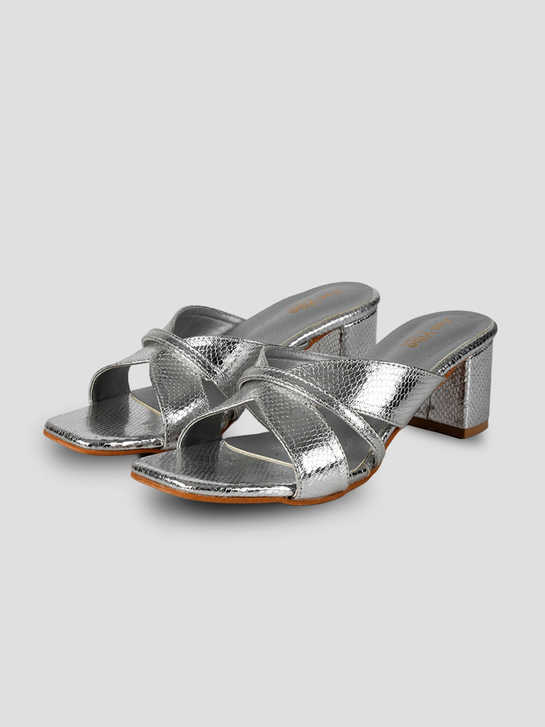 JiveVibe By Ezok Women's Block Heel Mule Golden Sandal
