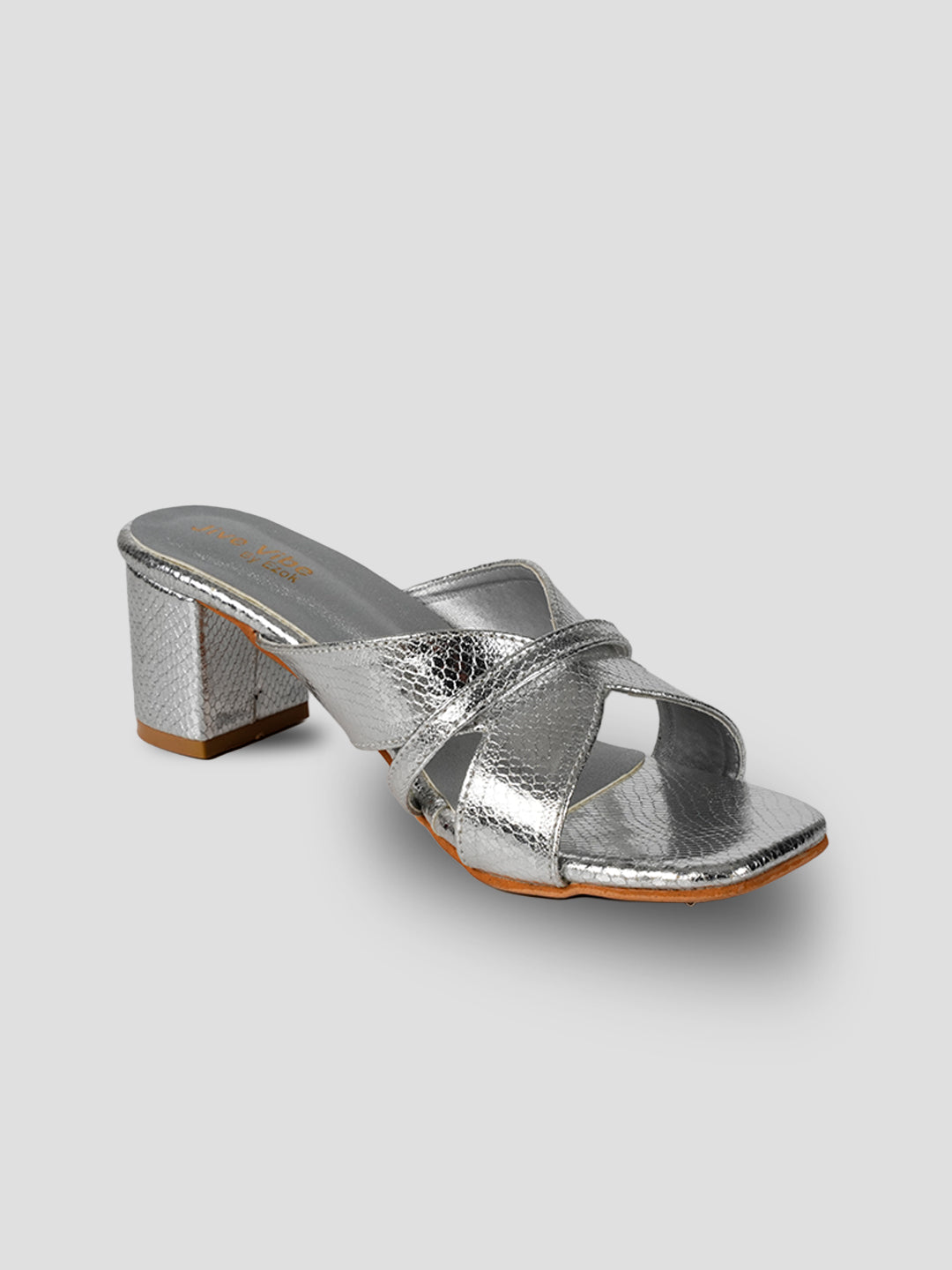 JiveVibe By Ezok Women's Block Heel Mule Golden Sandal