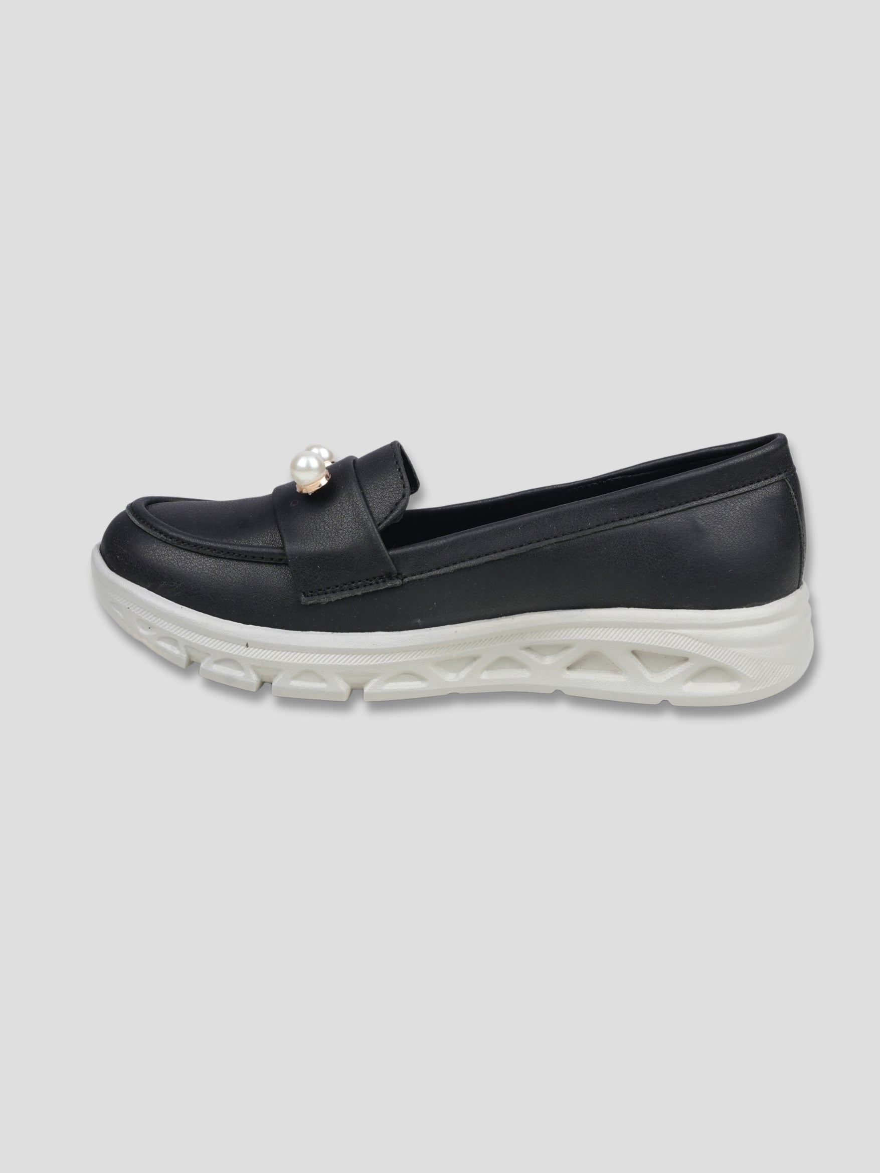JiveVibe by Ezok Women Black Synthetic Slip-On Casual Shoes with Pearl Metal Detail