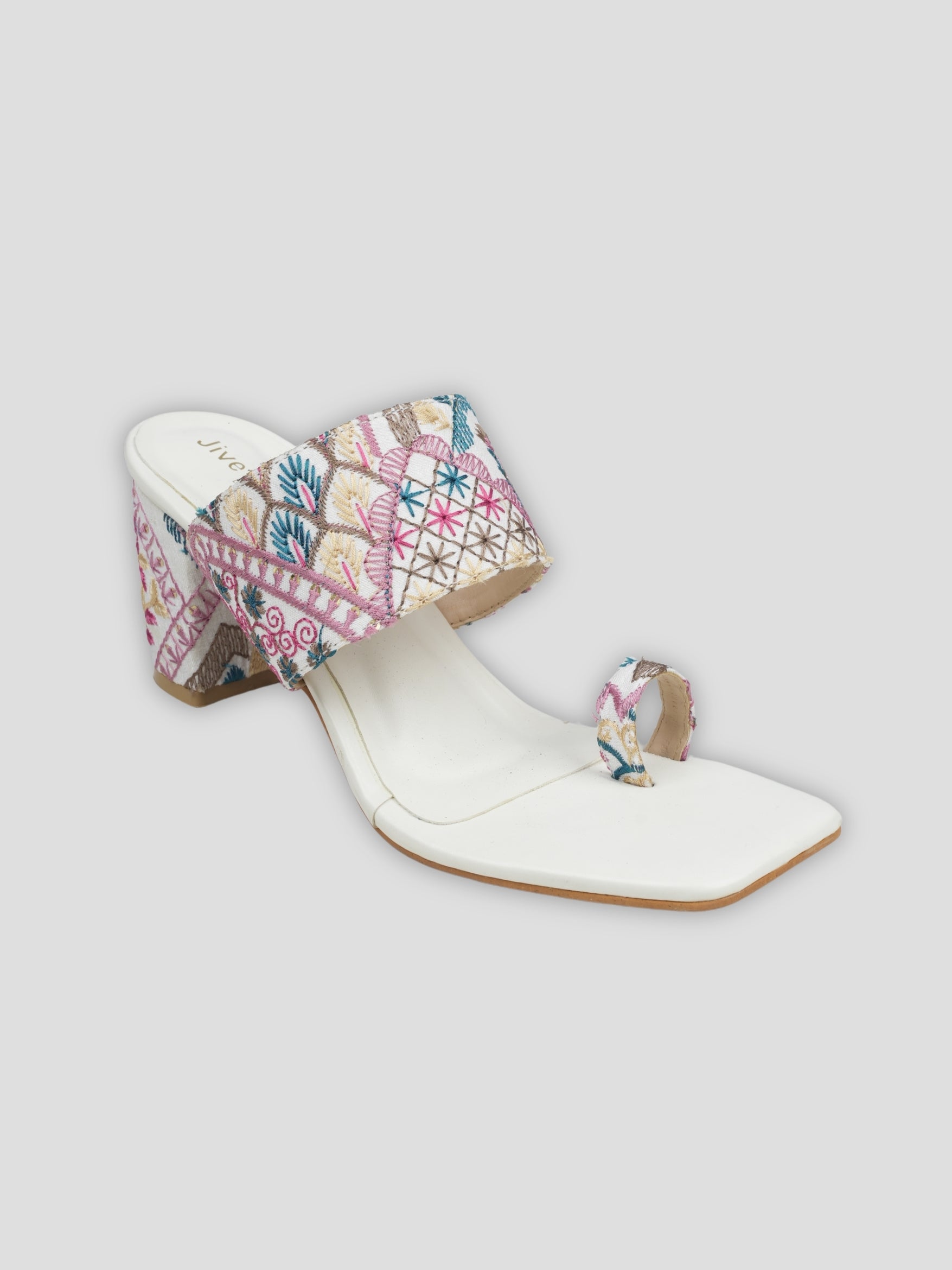 Jive Vibe By Ezok Multicolour Embroidery Fabric Sandals