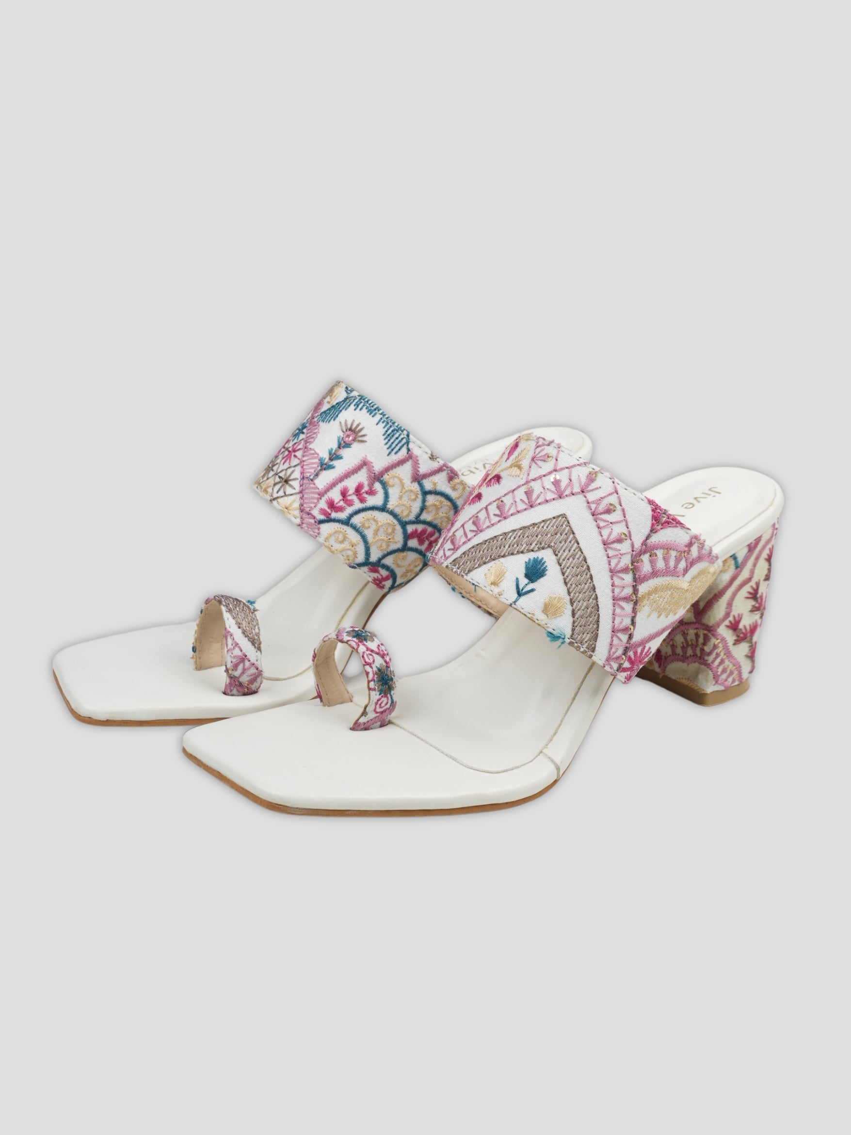 Jive Vibe By Ezok Multicolour Embroidery Fabric Sandals